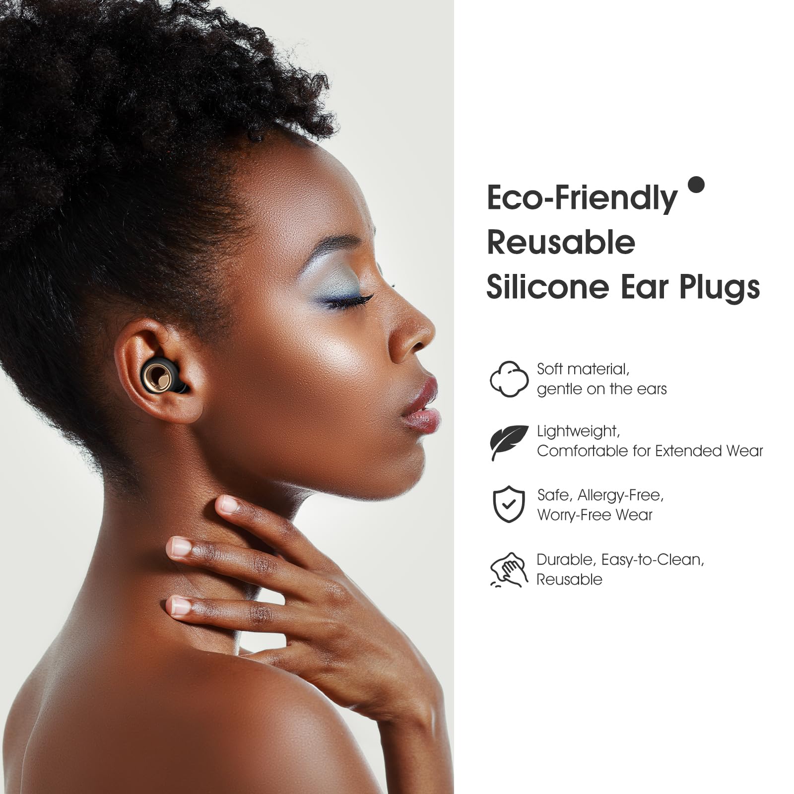 Reusable Silicone Noise-Blocking Ear Plugs - Better Sleep During Treatment and At Home (Dark Grey, 4 Sizes)