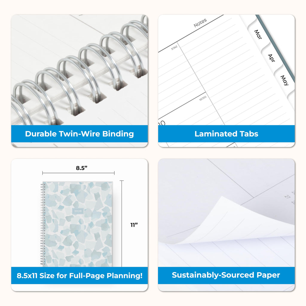 2026 Weekly & Monthly Planner - Command Center Organization (Teal, 8.5" x 11")