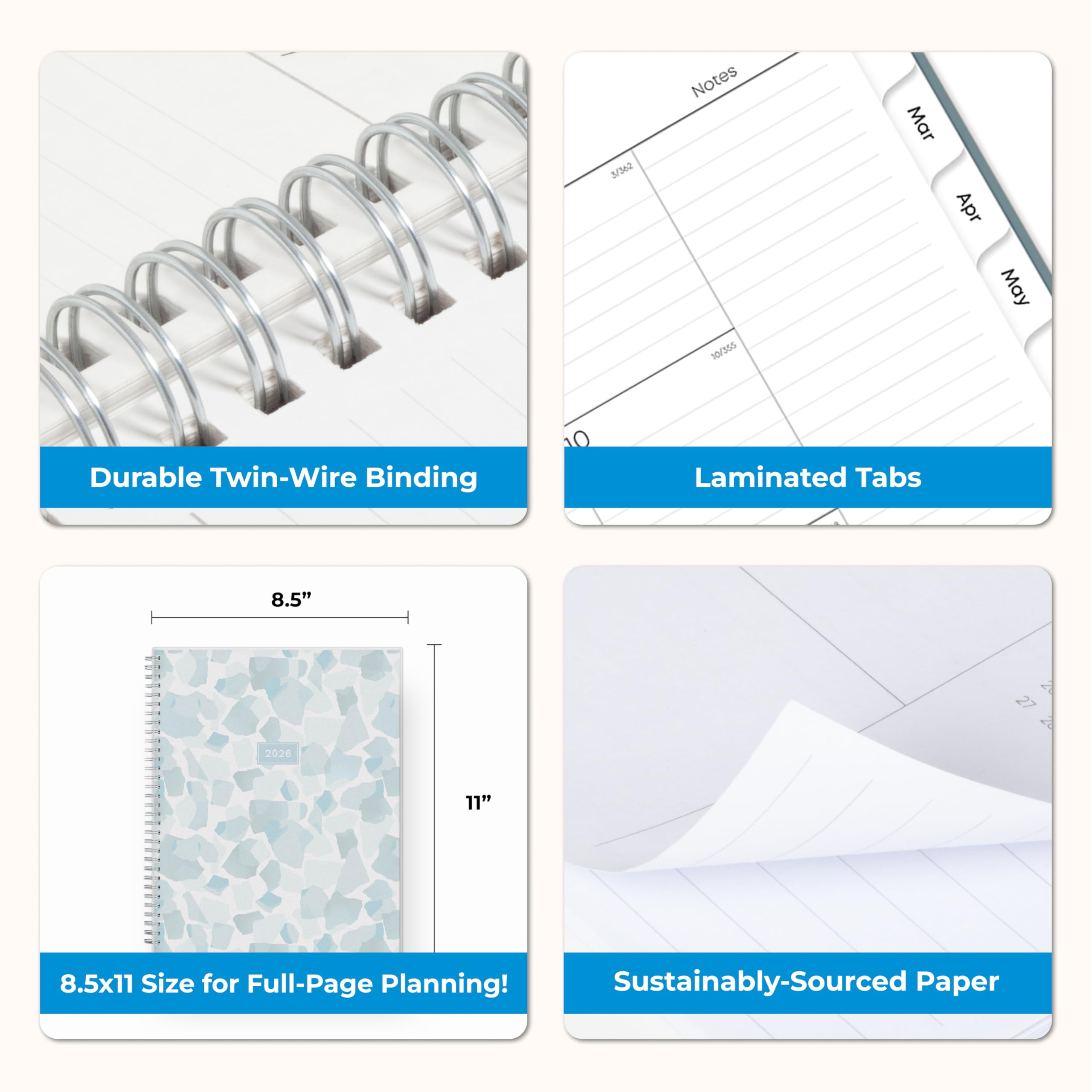 2026 Weekly & Monthly Planner - Command Center Organization (Teal, 8.5" x 11")