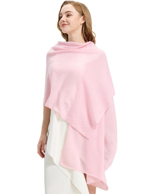 100% Cashmere Shawl - Luxurious Warmth and Comfort for Treatment Days (Pink, 70.9" x 23.6")