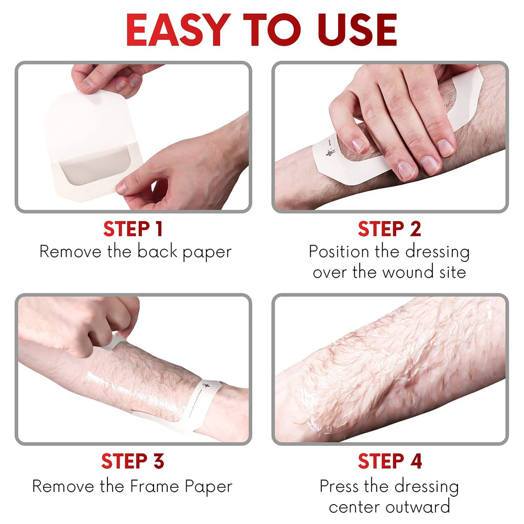 Transparent Film Dressing 4" x 4.75" (10 Pack) - Waterproof Adhesive Wound Bandages for Post-Surgical Shower, IV Shield, Tattoo Aftercare, Clear Breathable Dressing Patches by HEALQU