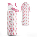 32oz Insulated Water Bottle with 2-in-1 Lid - Stay Hydrated Through Treatment (Pink Ribbons)