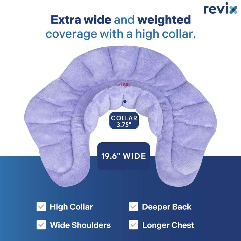 REVIX Weighted Neck and Shoulder Wrap - Microwavable Moist Heat for Treatment Pain Relief (Orchid, Aromatherapy)