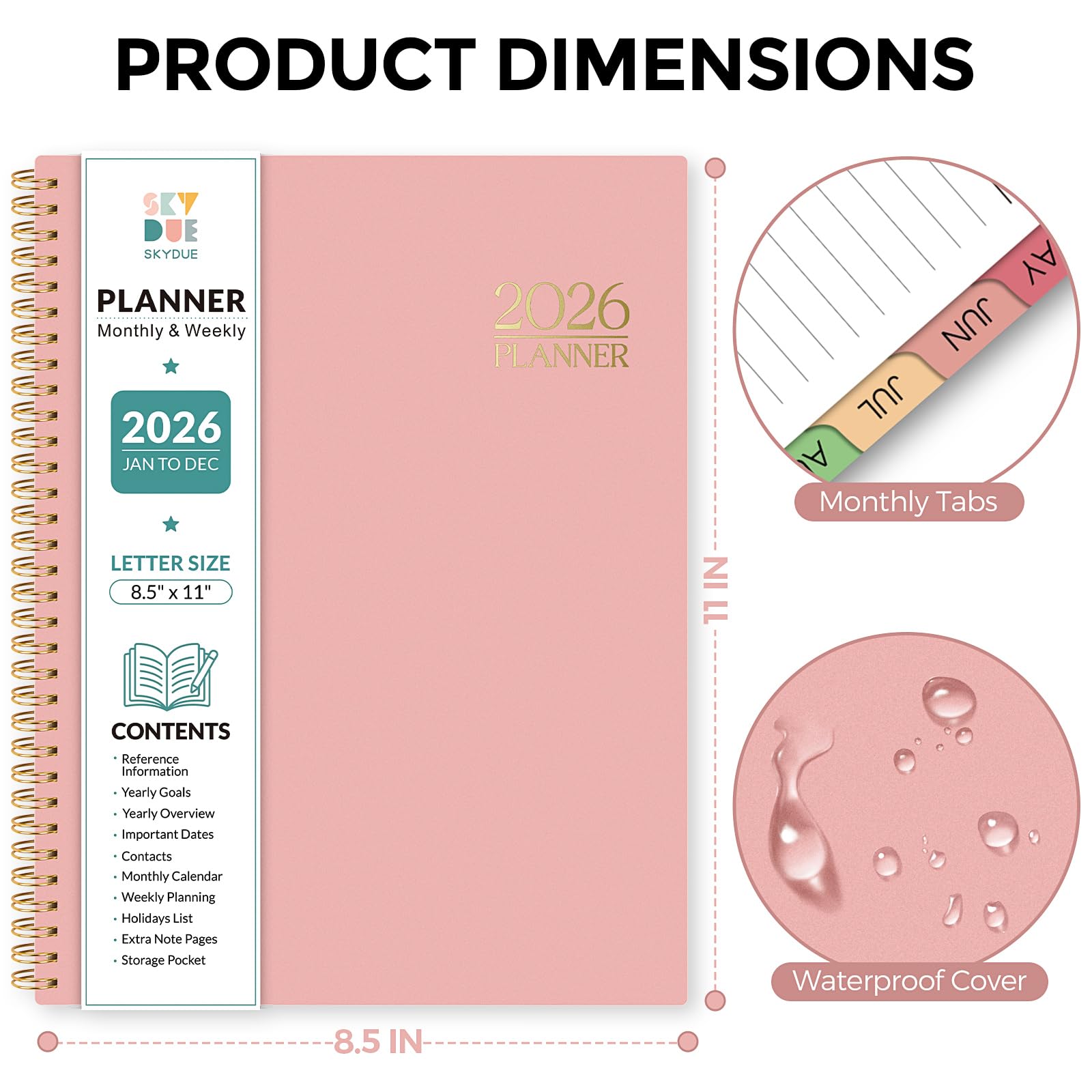 2026 Weekly & Monthly Planner - (Light Pink, 8.5" x 11")- my fave :)