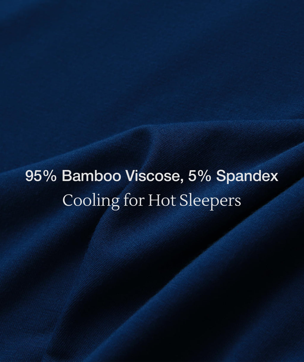 Bamboo Viscose Pajama Set with V-Neck - Cooling Sleepwear for Treatment Days (Ink Blue Flowers)