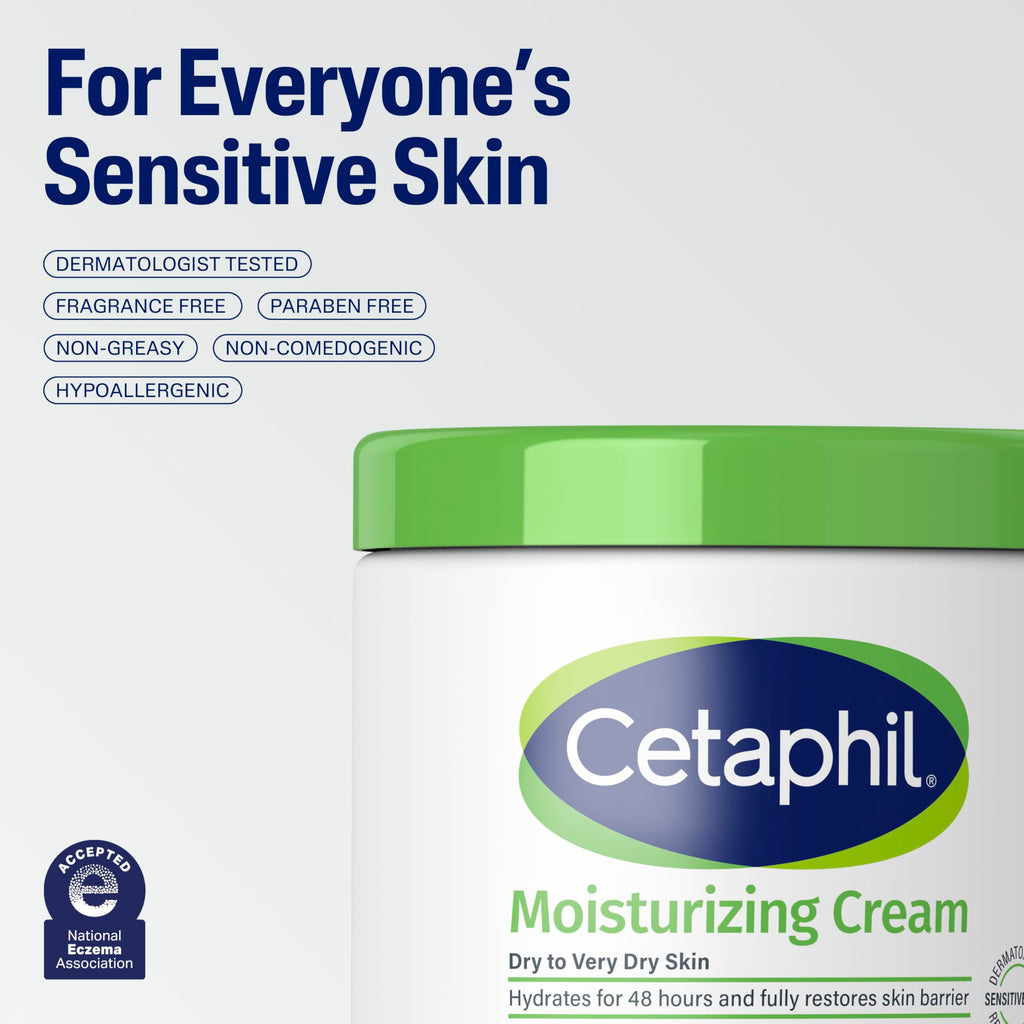 Cetaphil Moisturizing Cream - Gentle Hydration for Treatment-Sensitive Skin (Face & Body, 20 oz)
