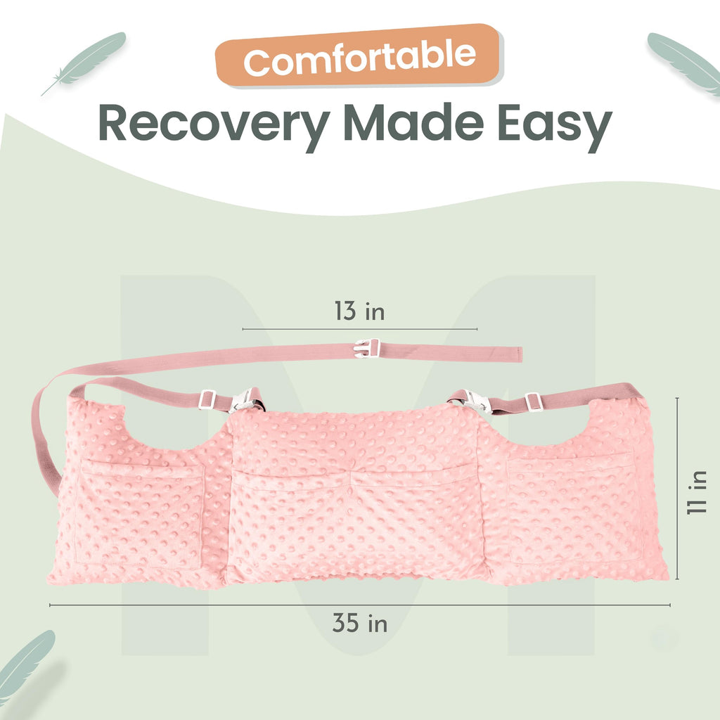 MOYOAMA Post Mastectomy Pillow Post Surgery - Wearable Chest Protection with Secure Straps, Easy-Clean Removable Cover, & Pockets - Breast Reduction/Augmentation & Double Mastectomy Recovery Supplies