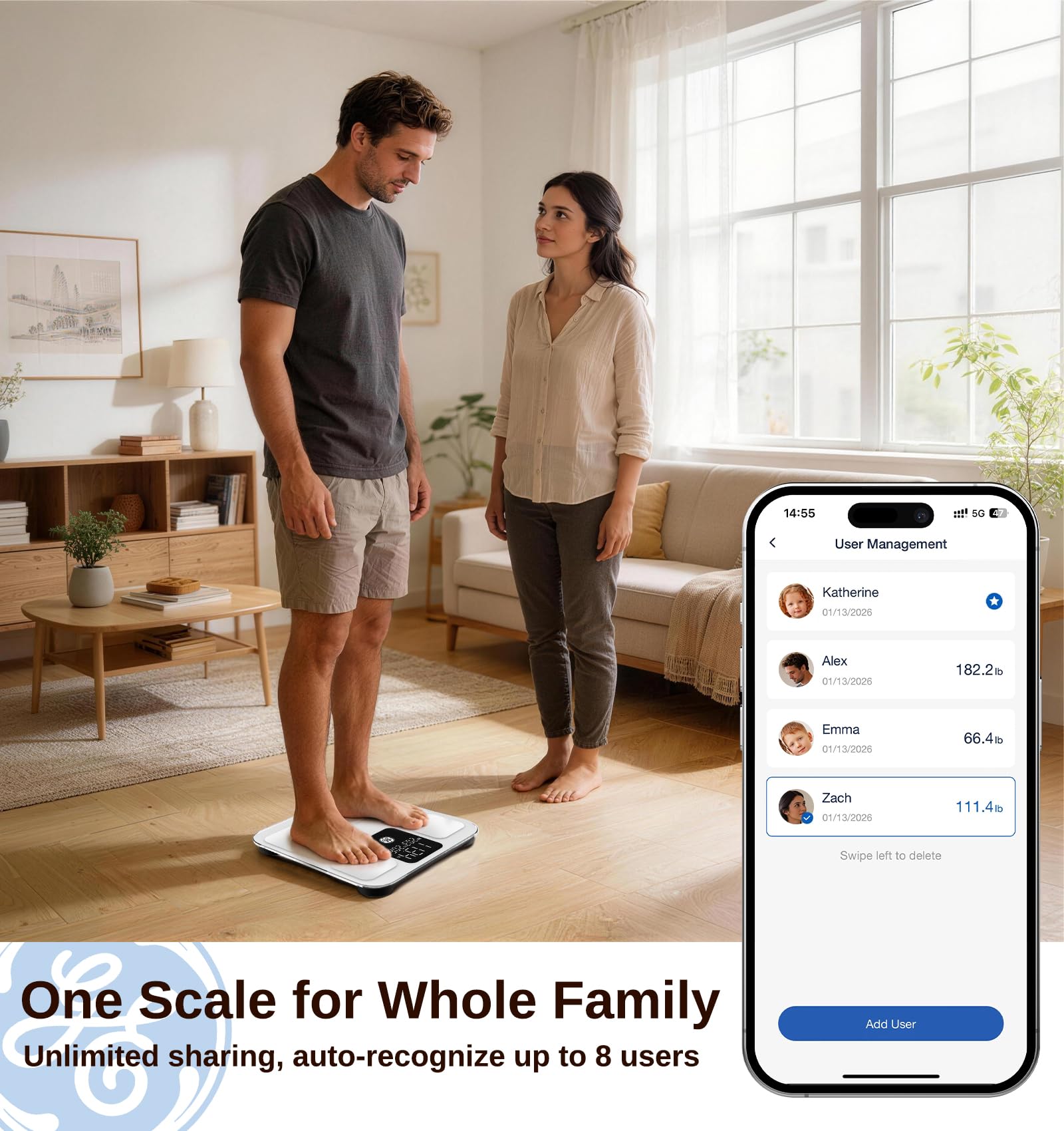 Smart Body Composition Scale - Comprehensive Health Monitoring During Treatment (White, 14 Metrics, 400lb Capacity)