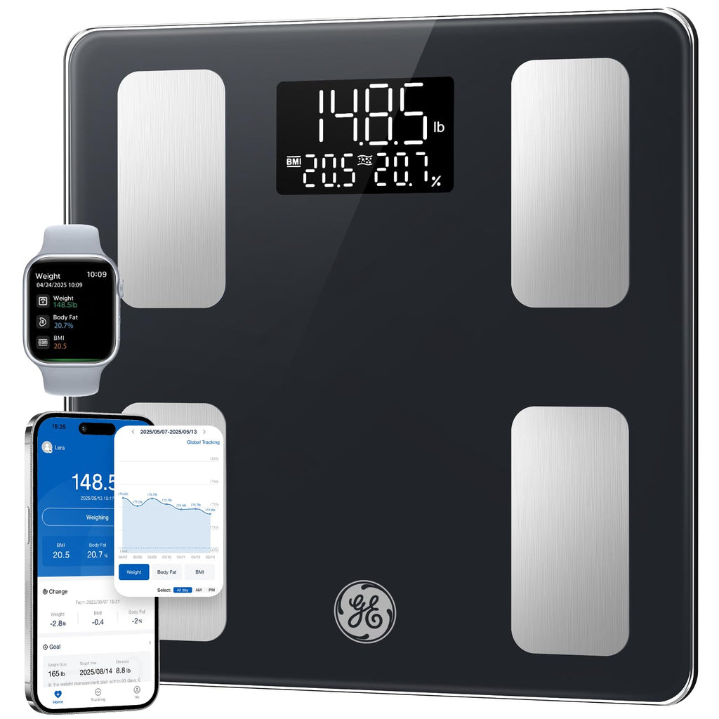 Smart Body Composition Scale - Track Treatment Weight and Muscle Changes (Black, 400lb Capacity)