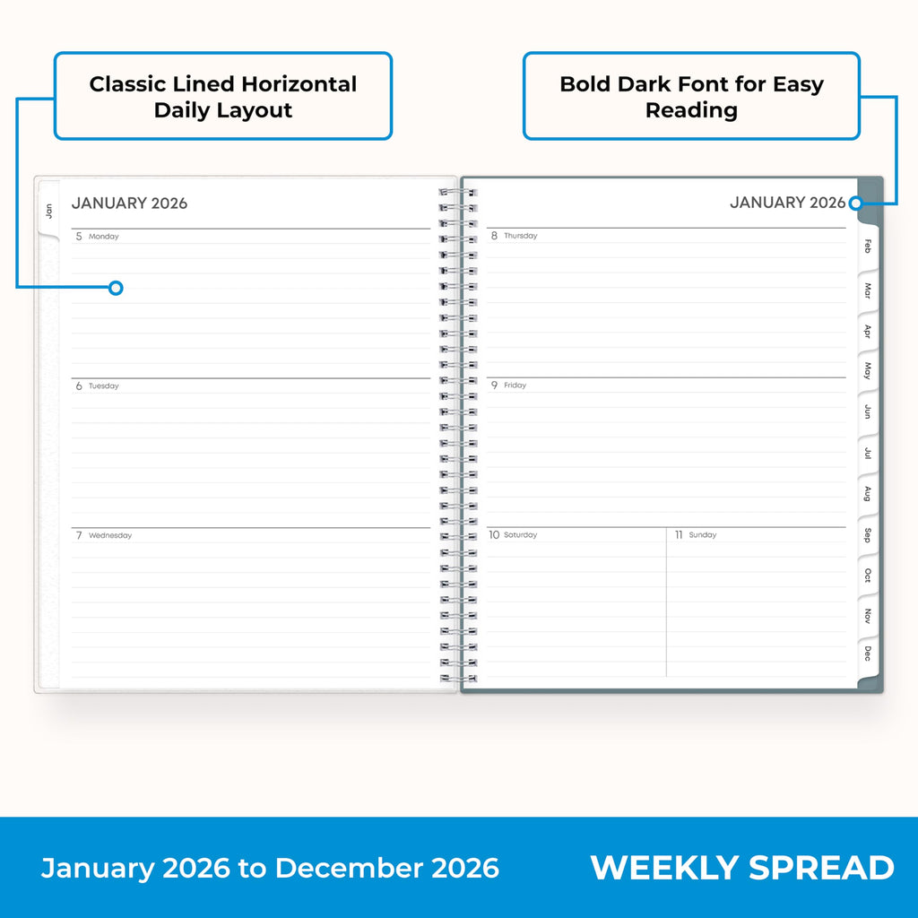 2026 Weekly & Monthly Planner - Command Center Organization (Teal, 8.5" x 11")