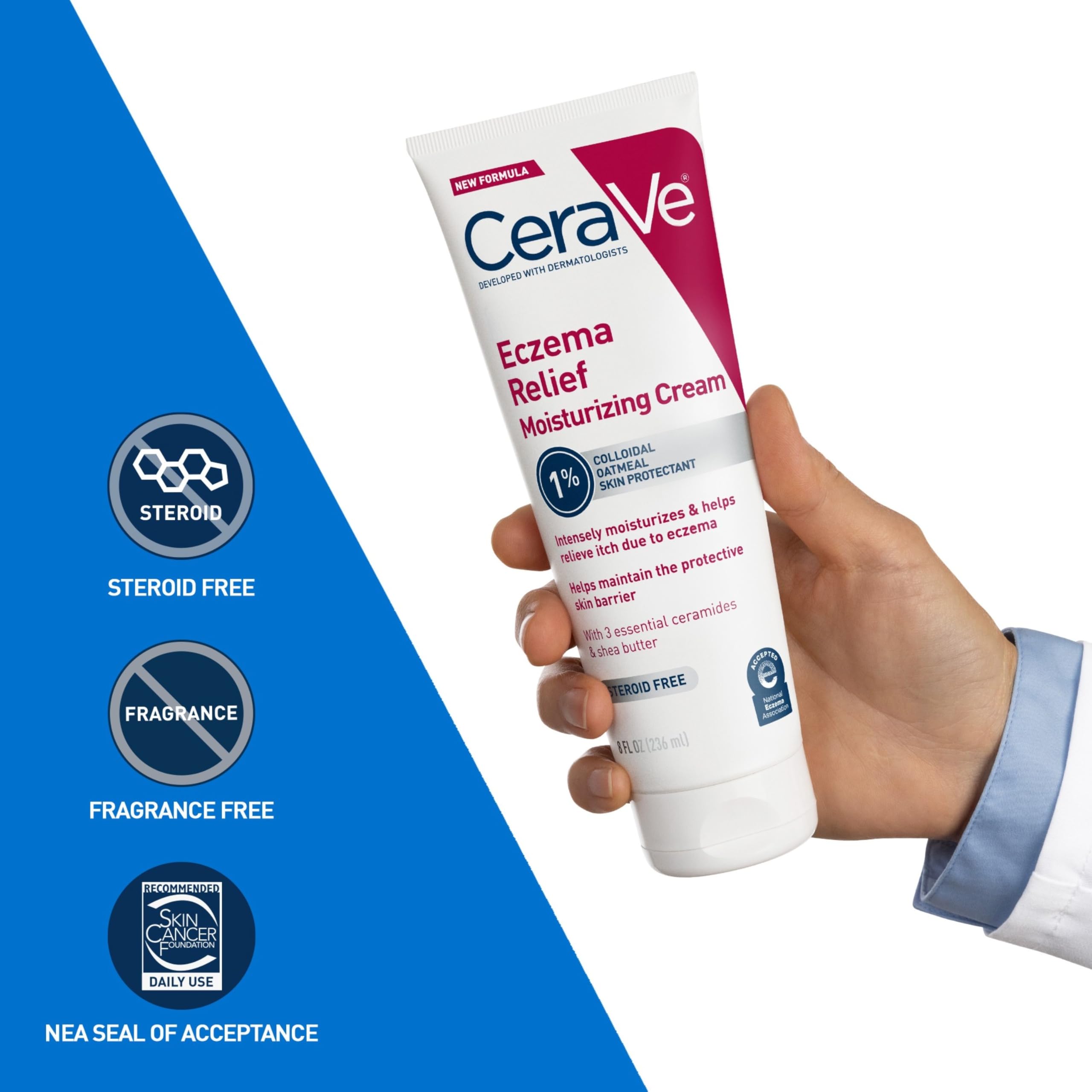 CeraVe Eczema Relief Moisturizing Cream - Soothing Itch Relief for Treatment-Sensitive Skin