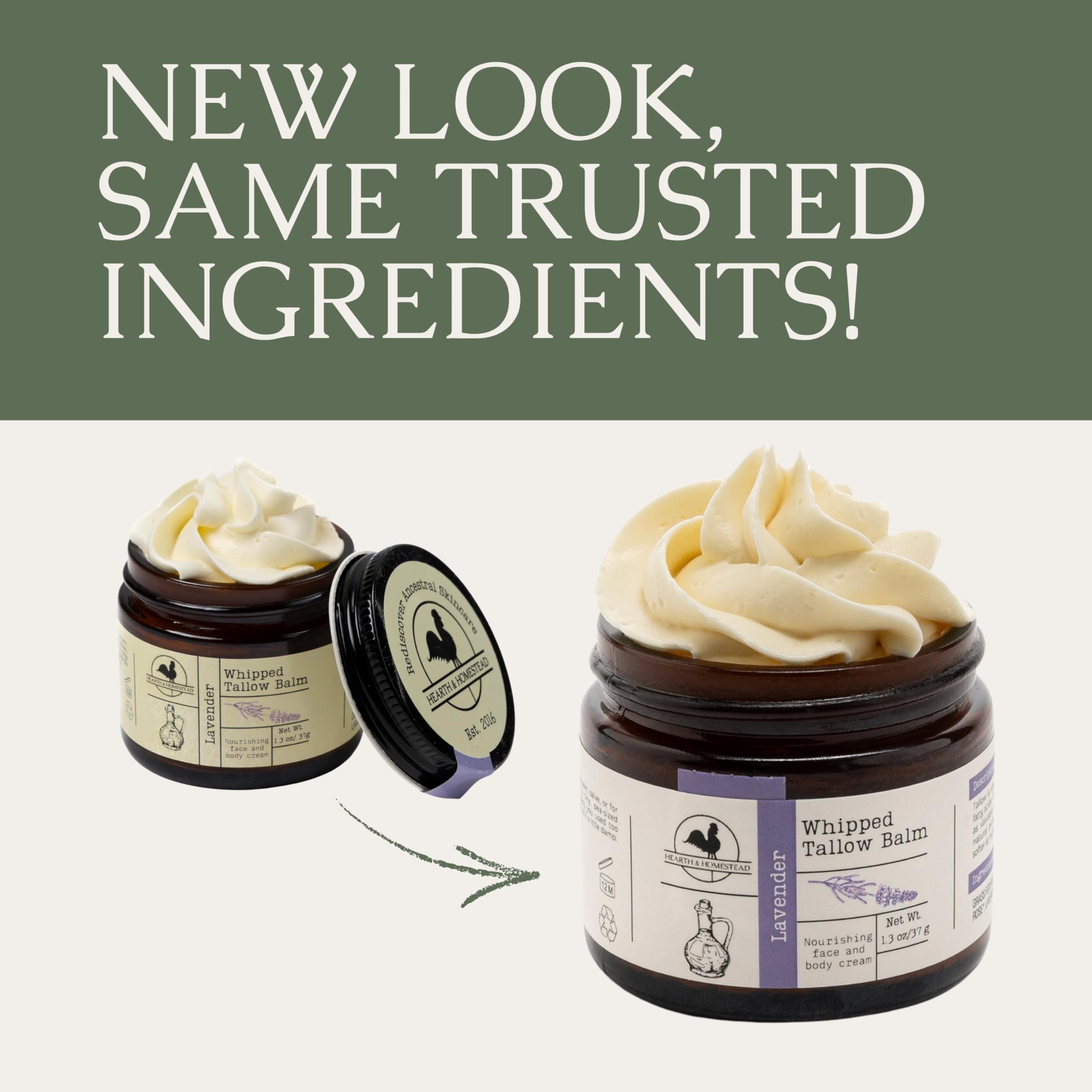 Organic Whipped Tallow Balm - Deep Moisture for Treatment-Damaged Skin (Lavender, Handmade)
