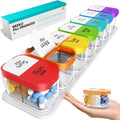 Extra Large Weekly Pill Organizer - Jumbo Capacity for Medication and Supplements (Rainbow, AM/PM)