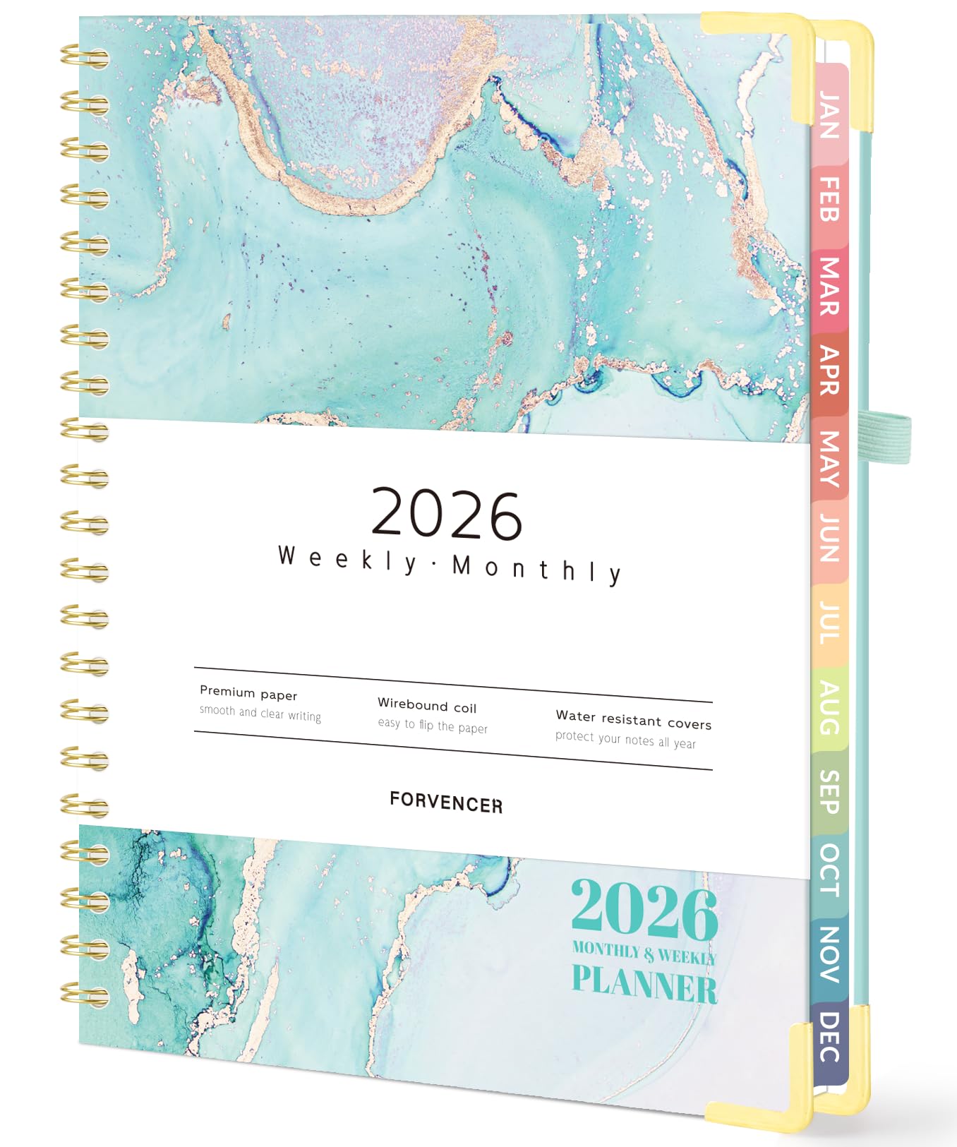 2026 Hardcover Planner - Command Center for Your Treatment Journey (Teal Marble, 8.5" x 11")