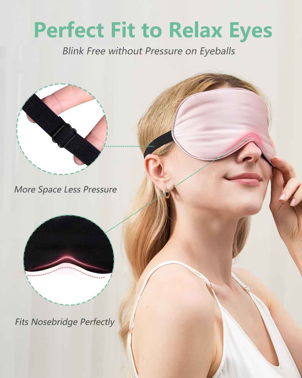 100% Mulberry Silk Sleep Masks - Light-Blocking Comfort for Treatment-Disrupted Sleep (2 Pack, Pink & Black)