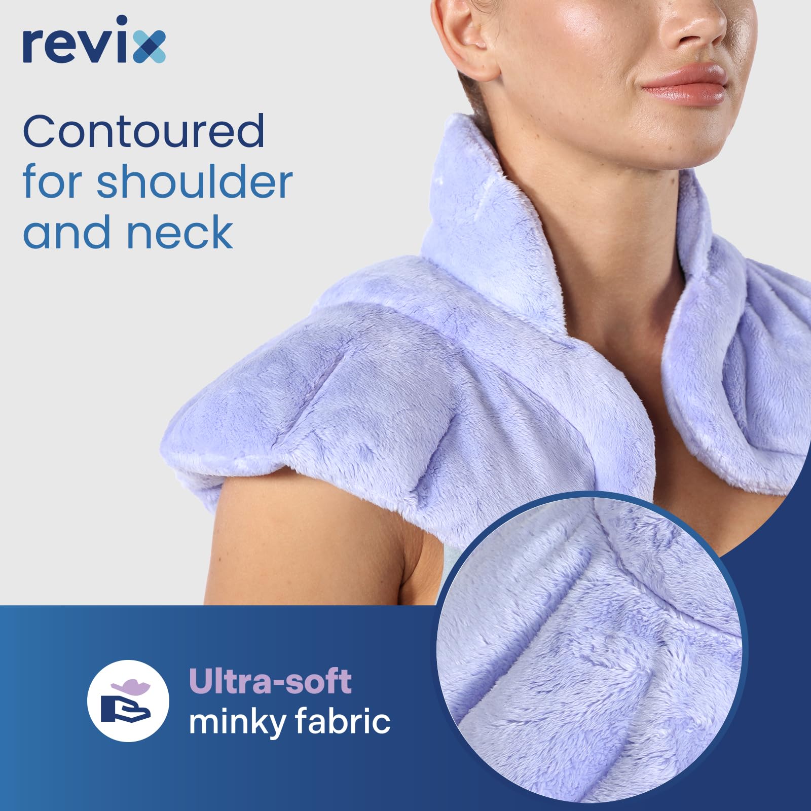 REVIX Weighted Neck and Shoulder Wrap - Microwavable Moist Heat for Treatment Pain Relief (Orchid, Aromatherapy)