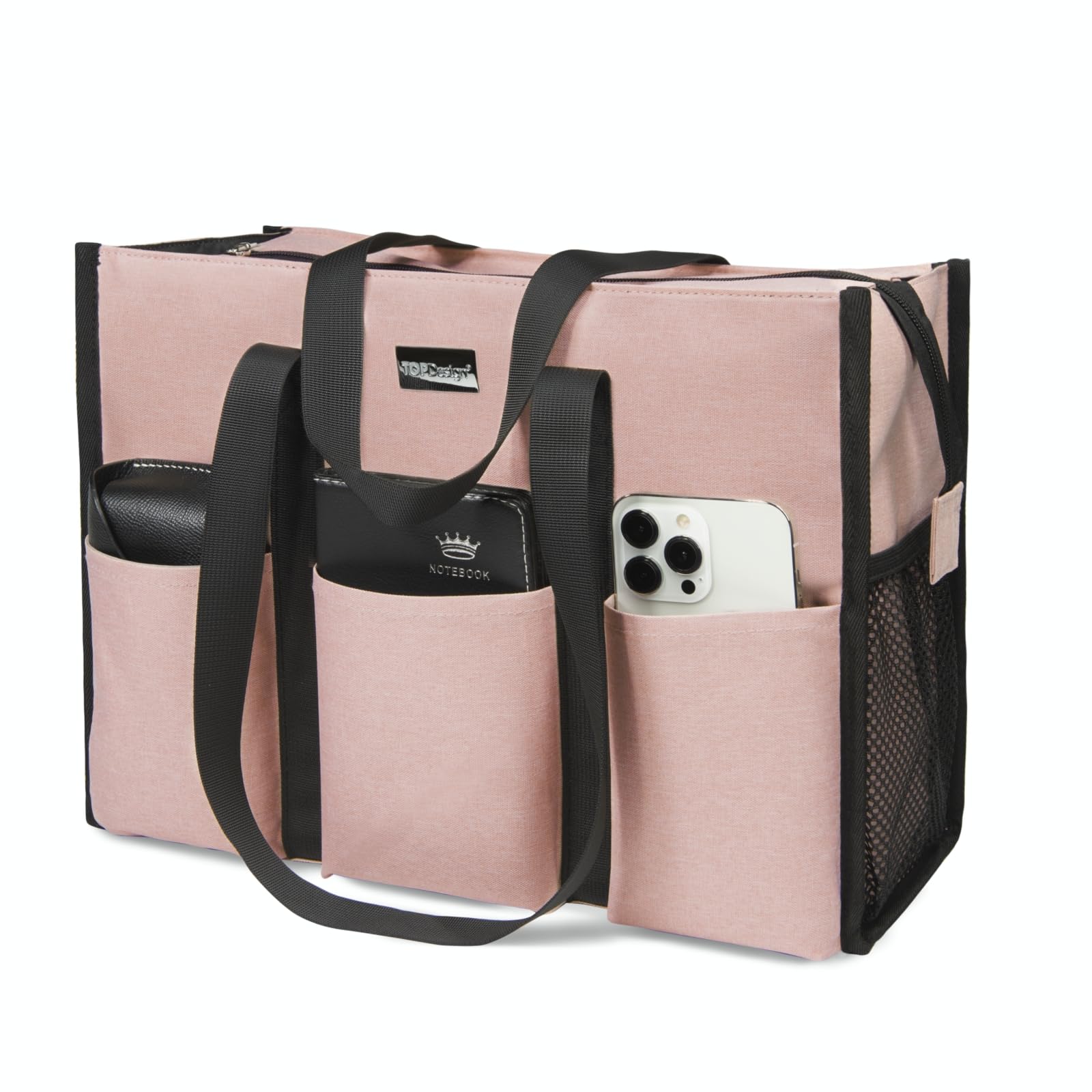 Water-Resistant Tote Bag with 13 Pockets - Your Treatment Day Essential Carrier (Pink)