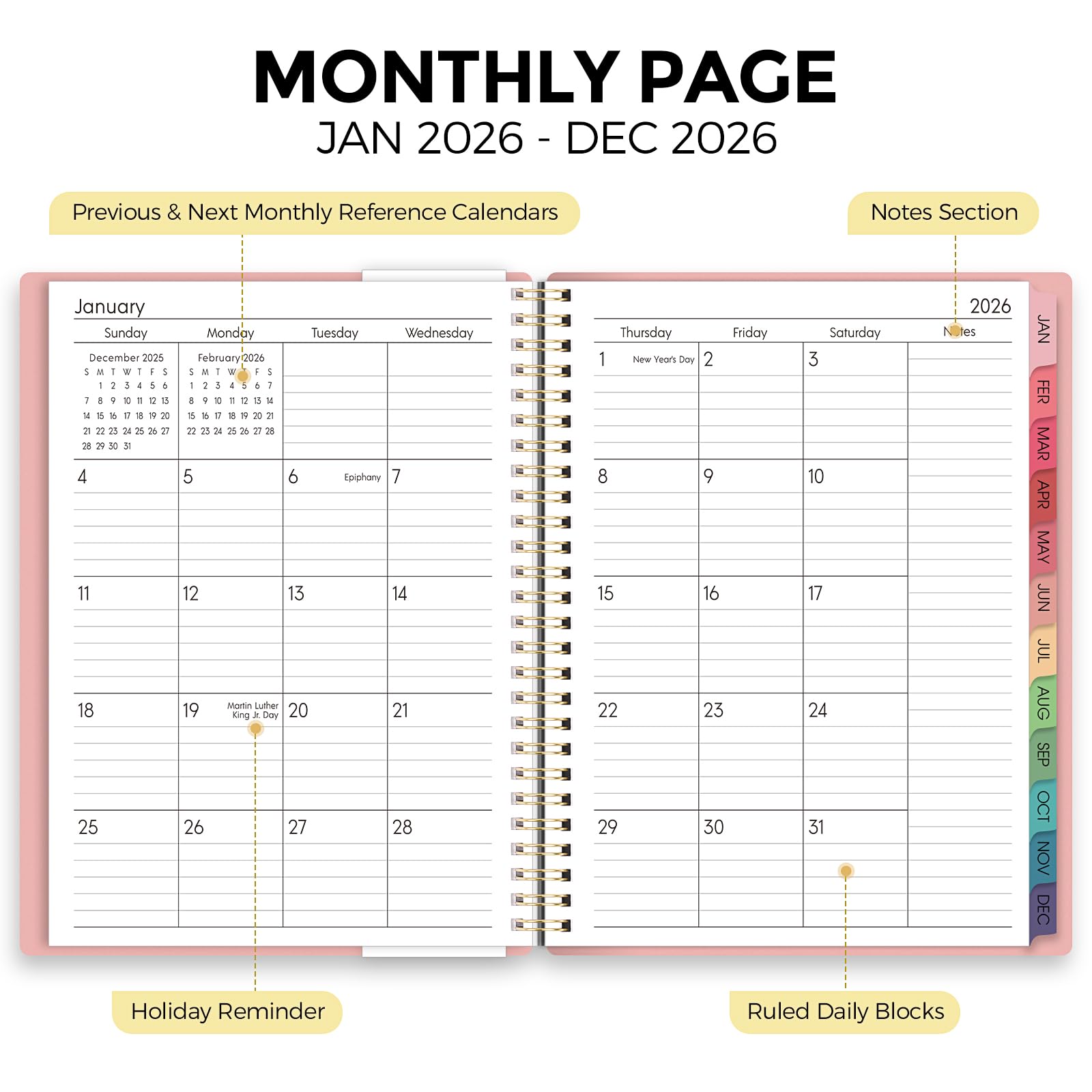 2026 Weekly & Monthly Planner - Dr. Troso's Top Pick for Treatment Organization (Light Pink, 8.5" x 11")