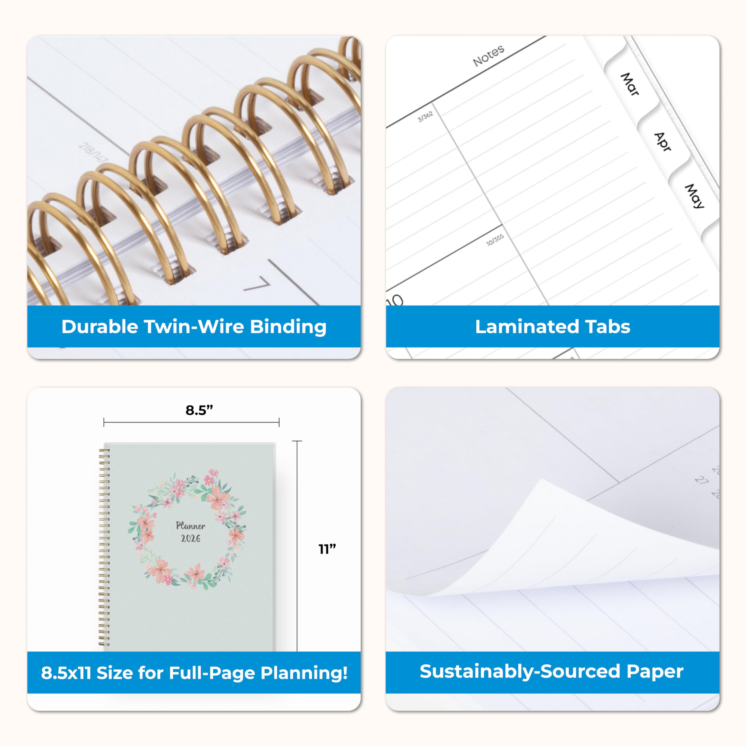 2026 Weekly & Monthly Planner - Organize Your Treatment Journey and Beyond (Light Blue with Flowers)