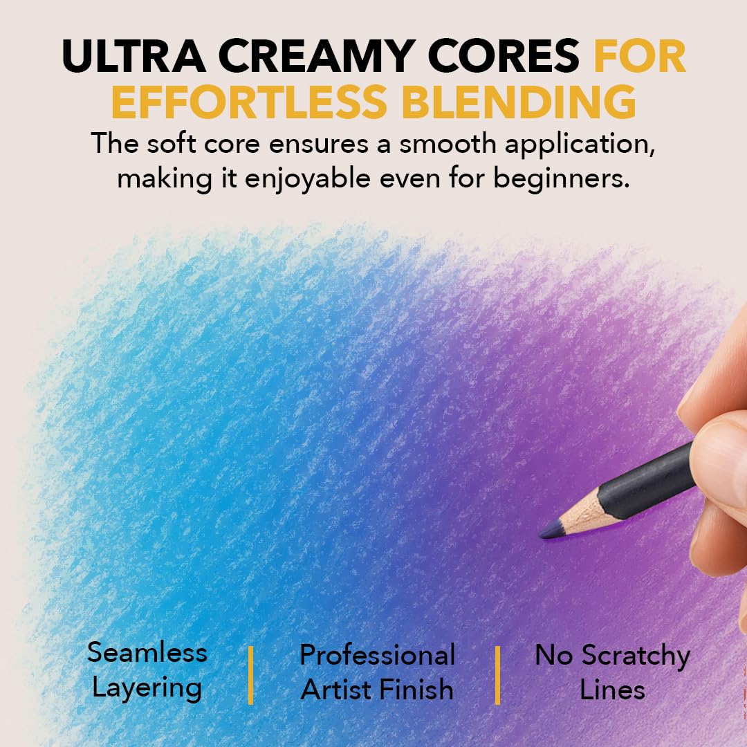 72-Color Premium Colored Pencil Set - Vibrant smooth quality pencils (Zip Case)