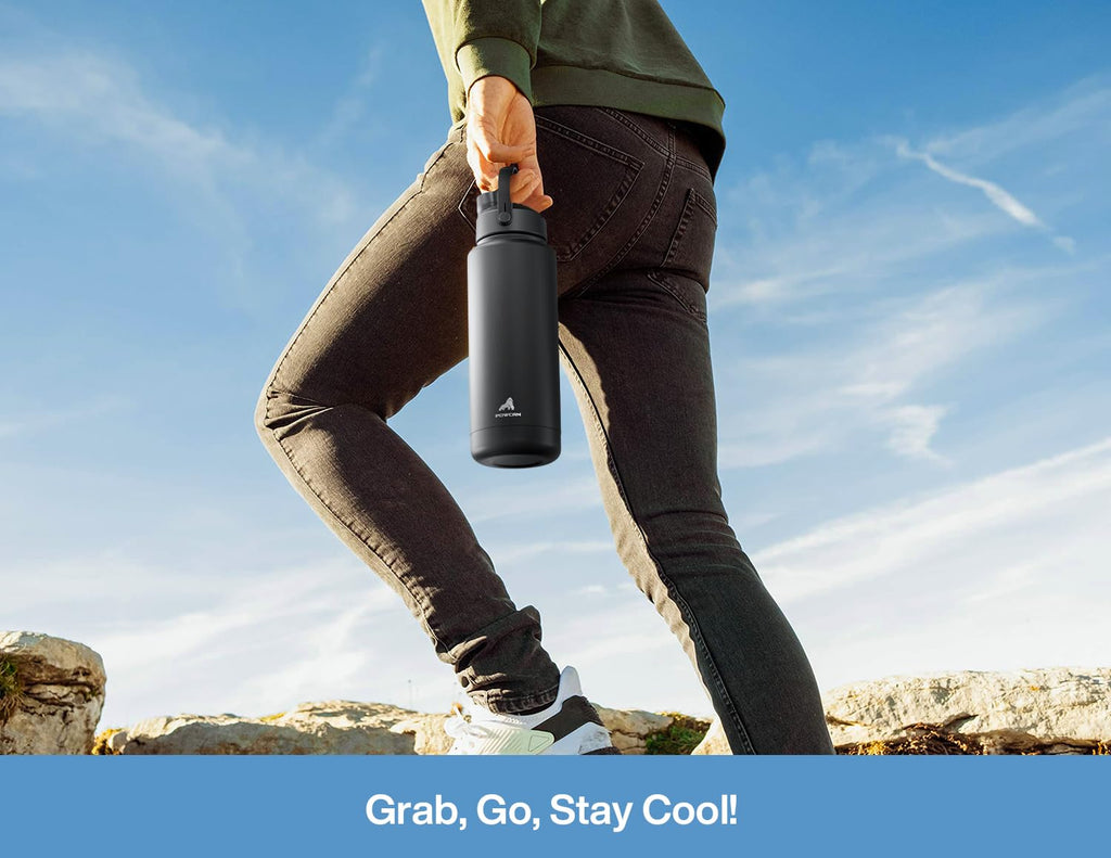 32oz Insulated Water Bottle with 2-in-1 Lid - Stay Hydrated Through Treatment (Light Blue)