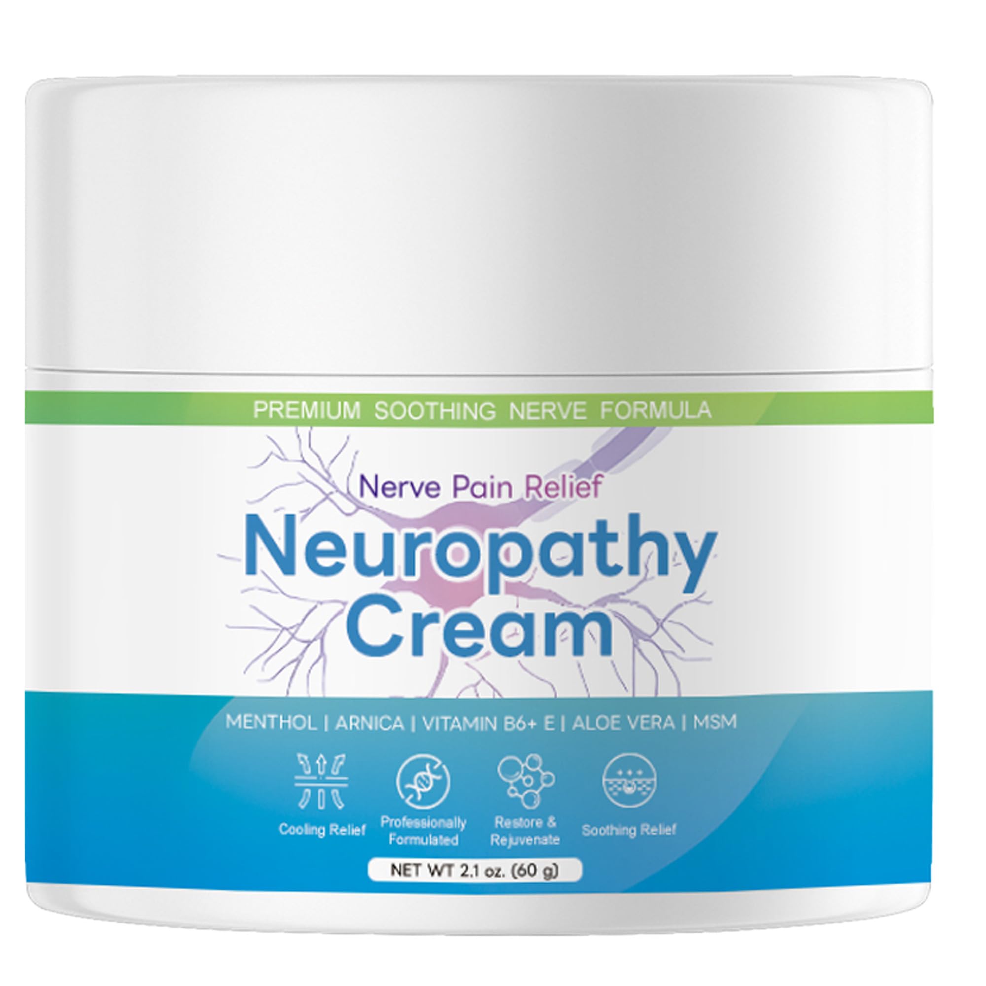 Maximum Strength Neuropathy Pain Relief Cream - Fast-Acting Comfort for Nerve Pain (Menthol Formula)