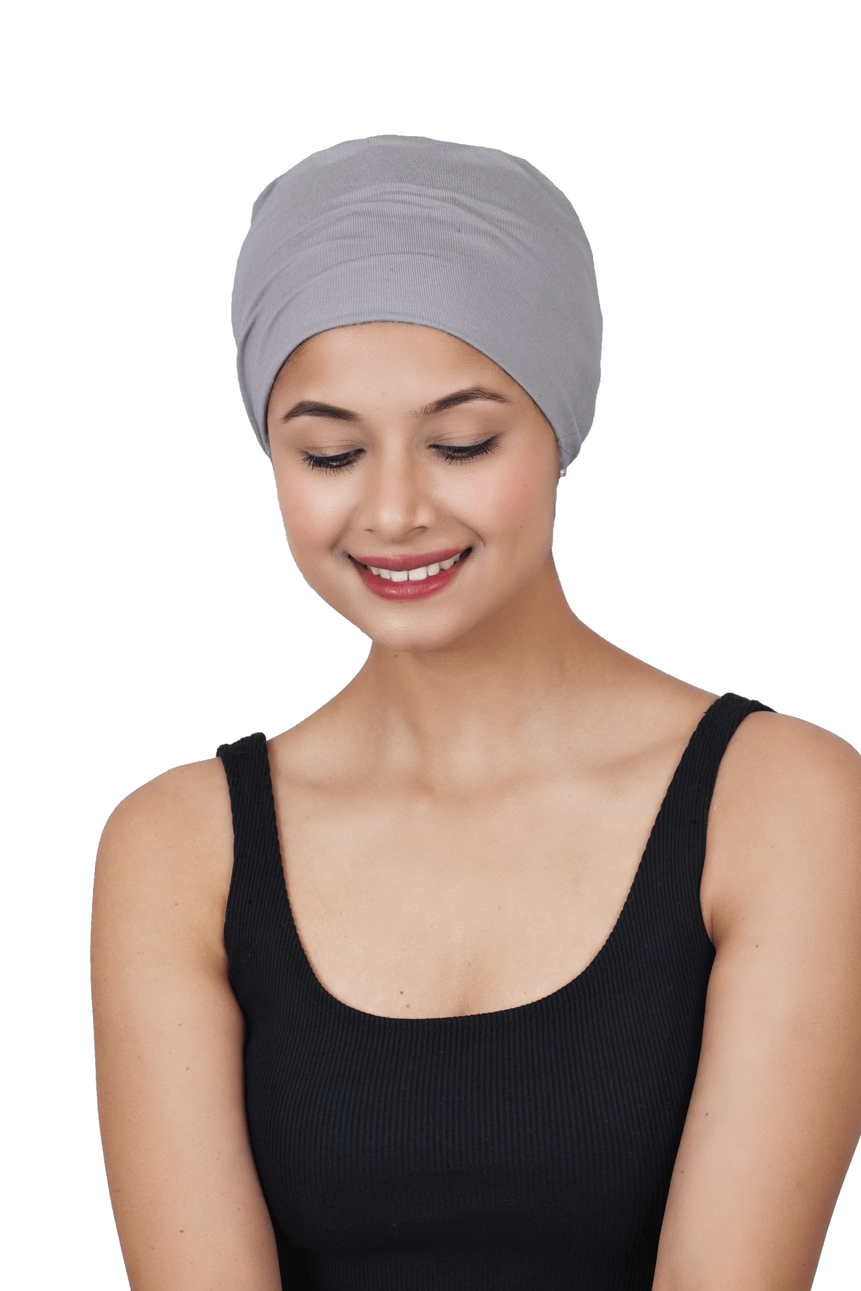 Bamboo Soft Sleep Cap - Comfortable Head Covering for Chemotherapy Hair Loss (Ash, Double-Layer)