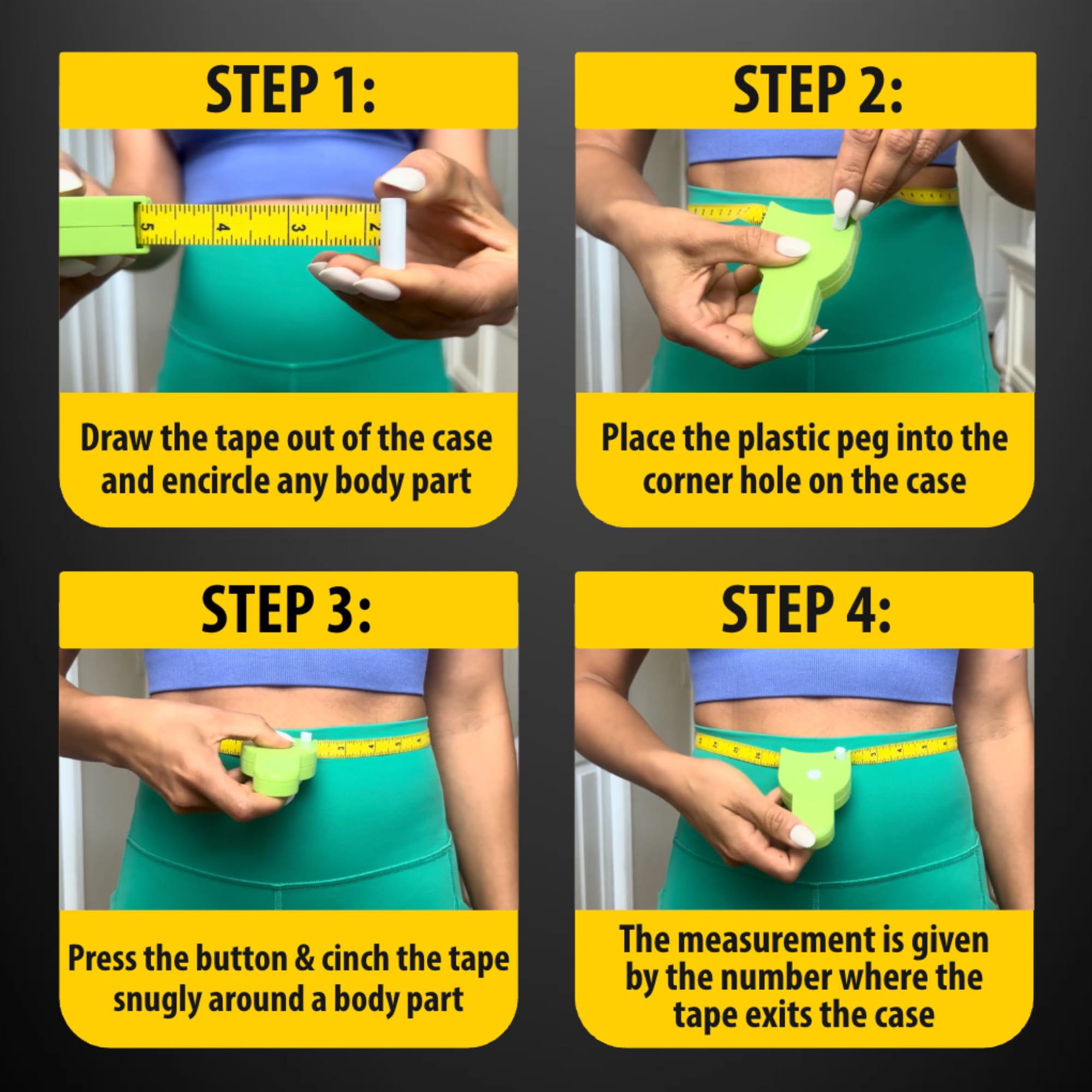 Retractable Body Tape Measure - Track Lymphedema, Ascites, and Treatment Changes (White)