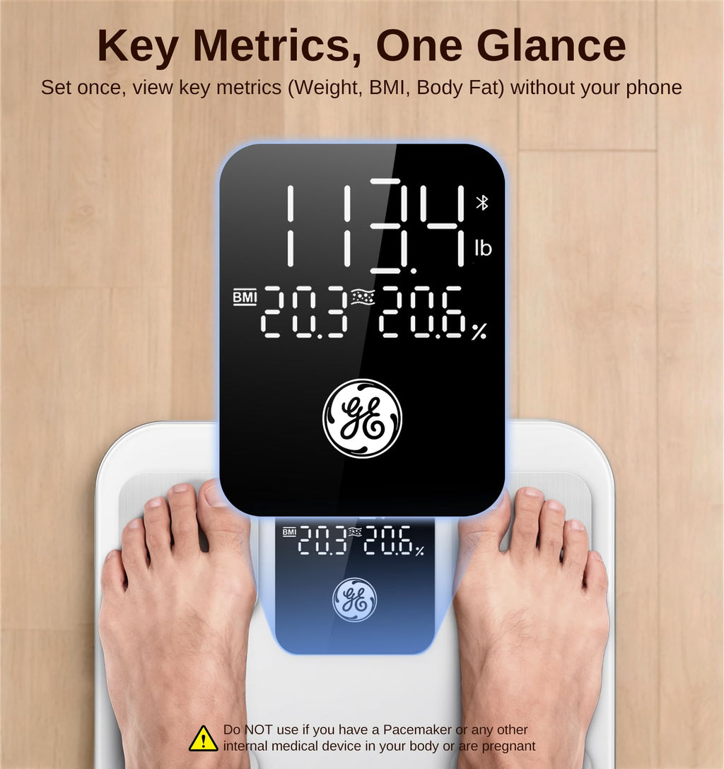 Smart Body Composition Scale - Comprehensive Health Monitoring During Treatment (White, 14 Metrics, 400lb Capacity)