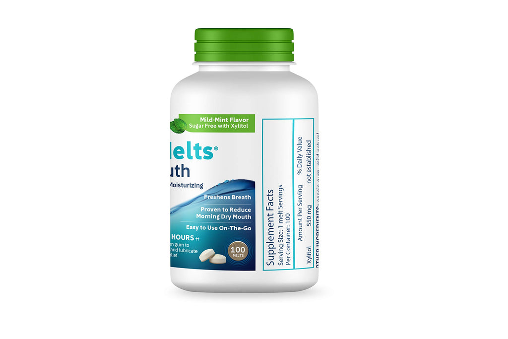 XyliMelts Dry Mouth Relief Discs - 8-Hour Moisture for Treatment Side Effects (Mild Mint, 100 Count)