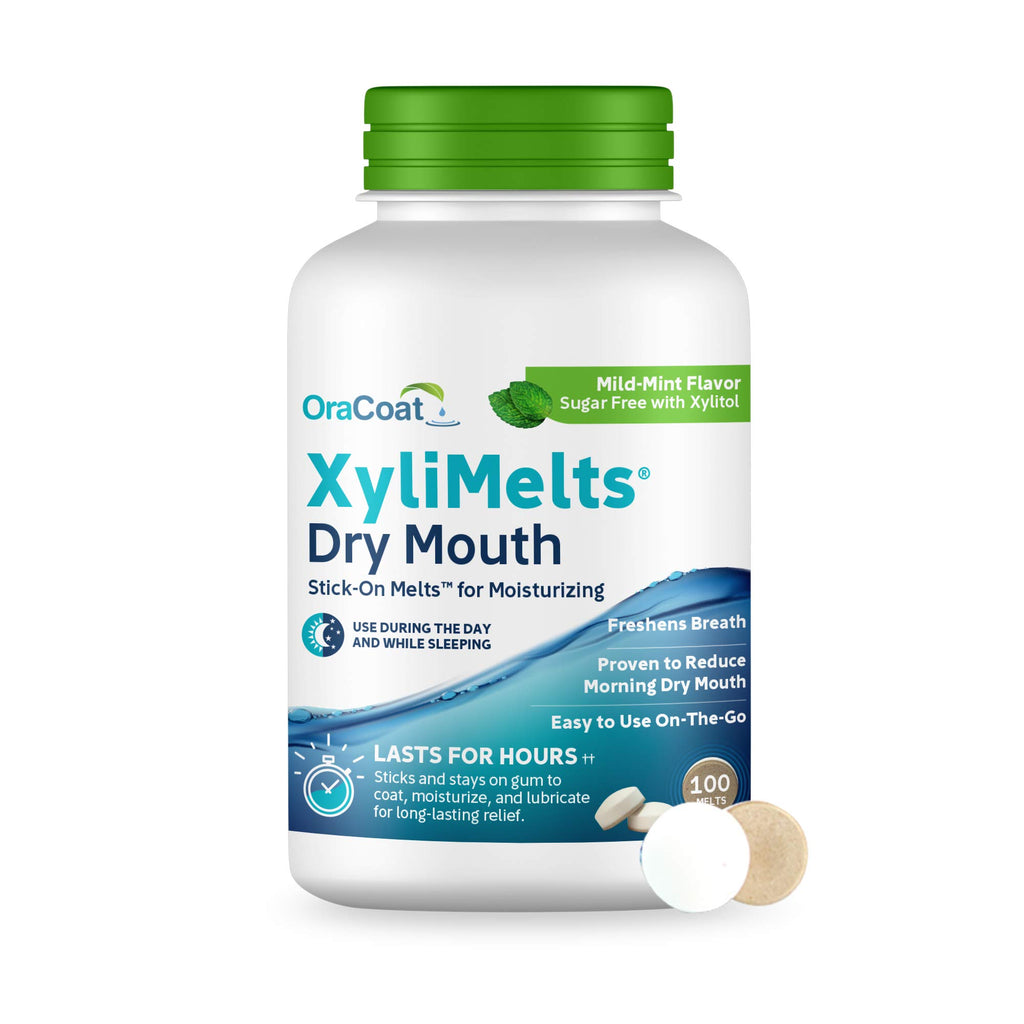 XyliMelts Dry Mouth Relief Discs - 8-Hour Moisture for Treatment Side Effects (Mild Mint, 100 Count)
