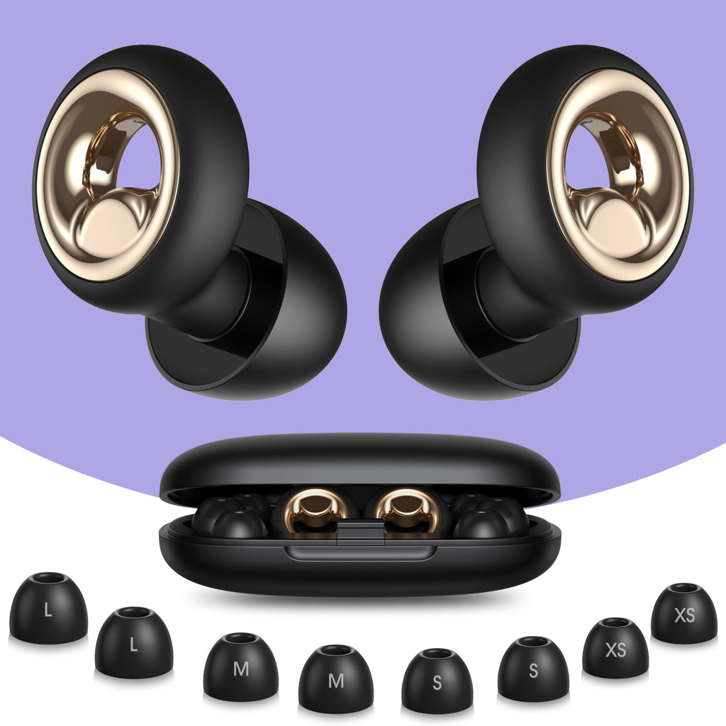 Reusable Silicone Noise-Blocking Ear Plugs - Better Sleep During Treatment and At Home (Dark Grey, 4 Sizes)