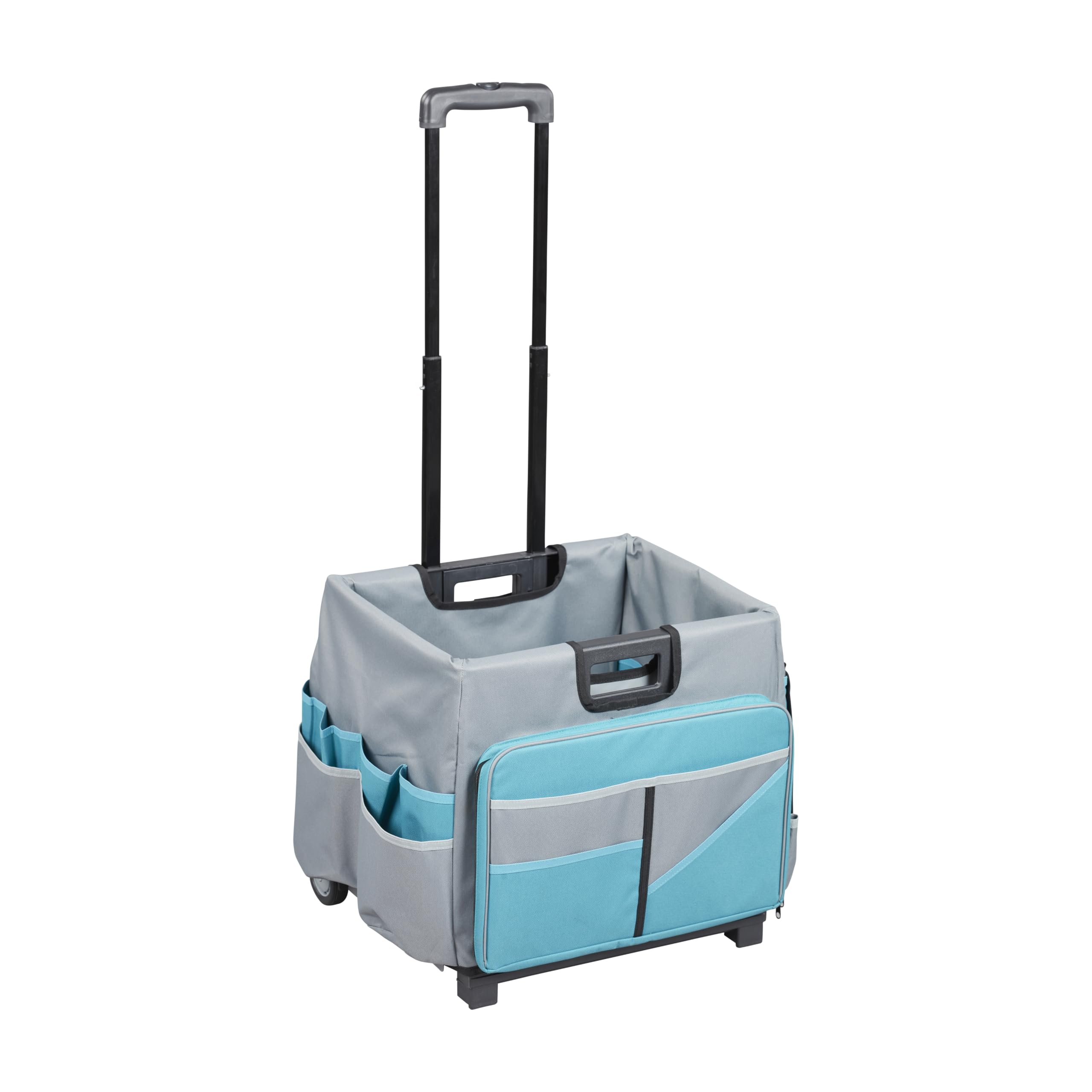 Universal Rolling Cart with Organizer Bag - Effortless Transport for Treatment Days (Turquoise/Grey)