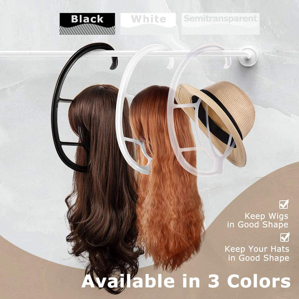 Hanging Wig Stand - Space-Saving Storage and Drying for Treatment Wigs (Black, 2 Pack)