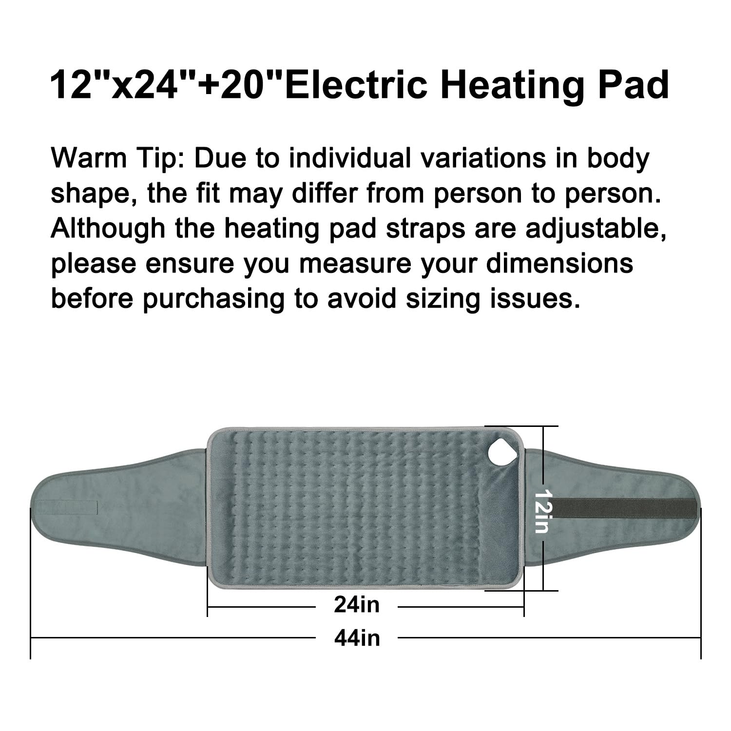 Extra Large Electric Heating Pad with Belt - Hands-Free Pain Relief