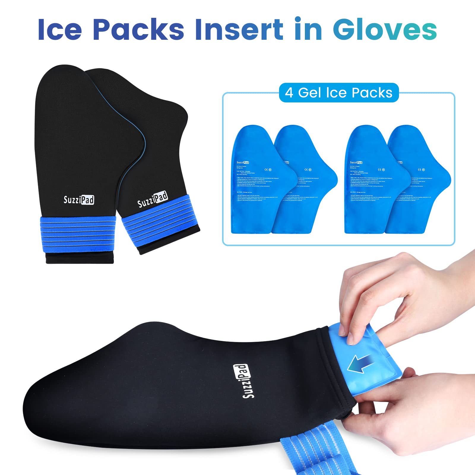 REPLACEMENT/EXTRA Ice Gel Pack INSERTS for Cold Therapy Gloves and Socks