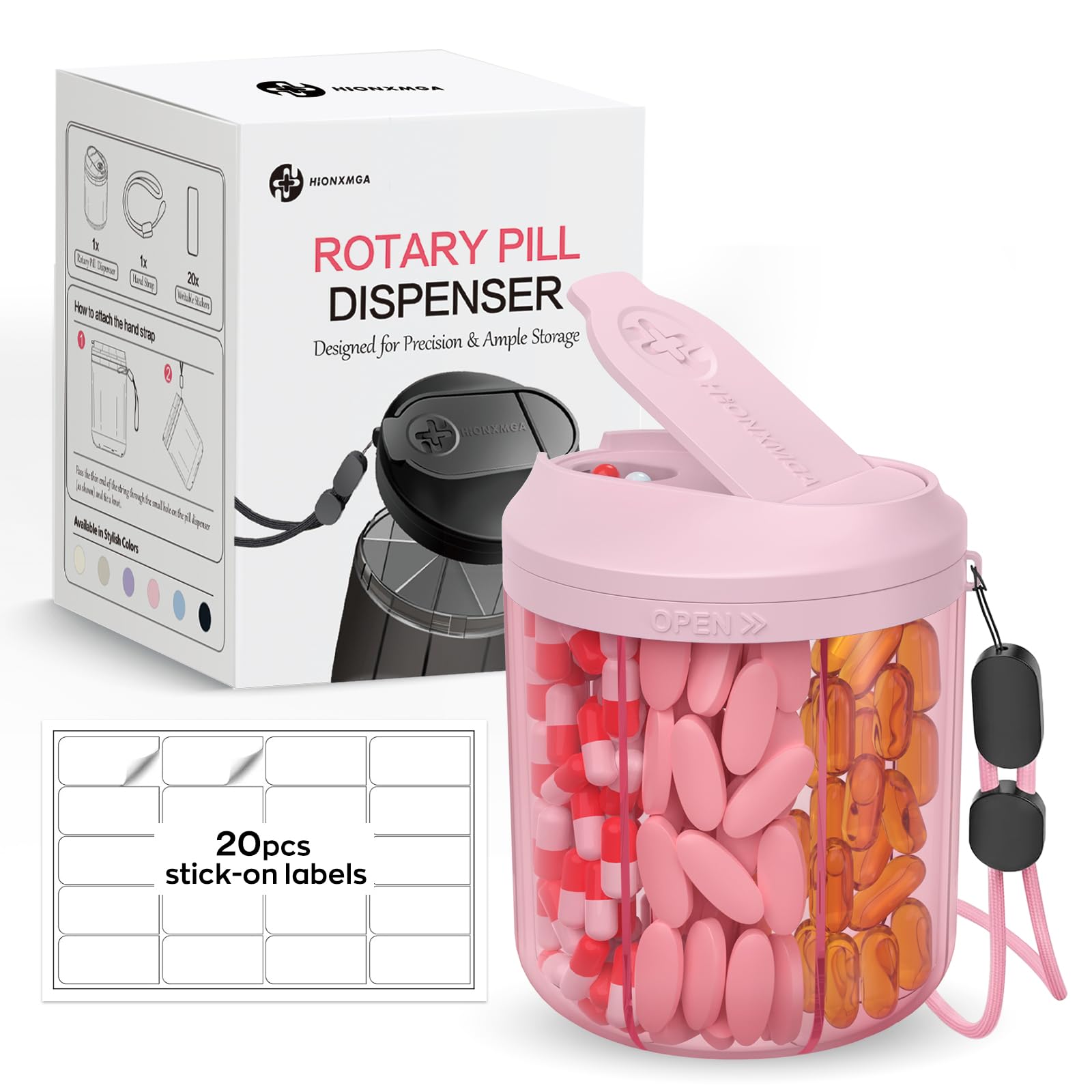 7-Compartment Rotating Pill Dispenser - Organize Multiple Medications Effortlessly (Pink)