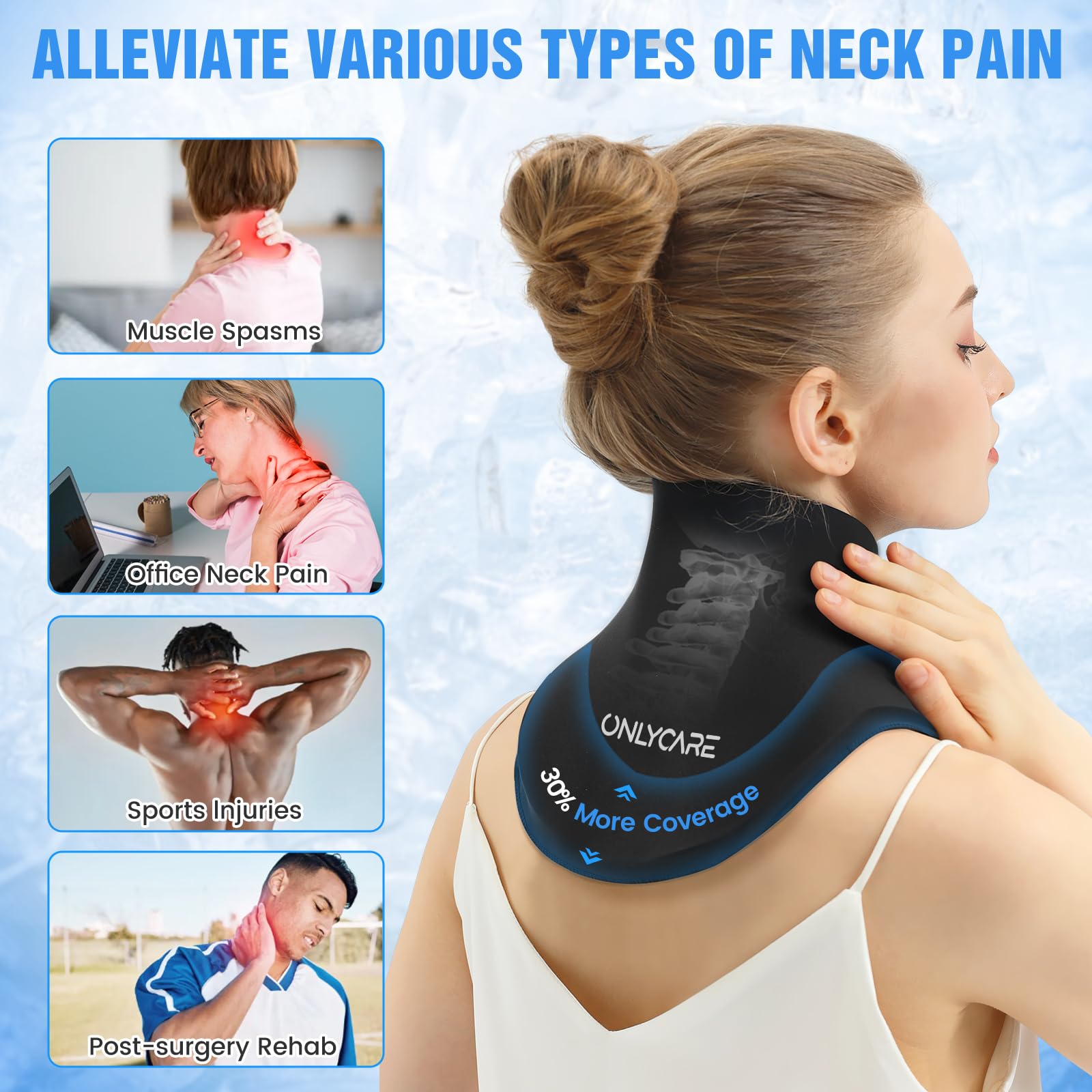 Neck and Shoulder Ice Pack Wrap - Hot and Cold Therapy for Treatment Pain (Black)