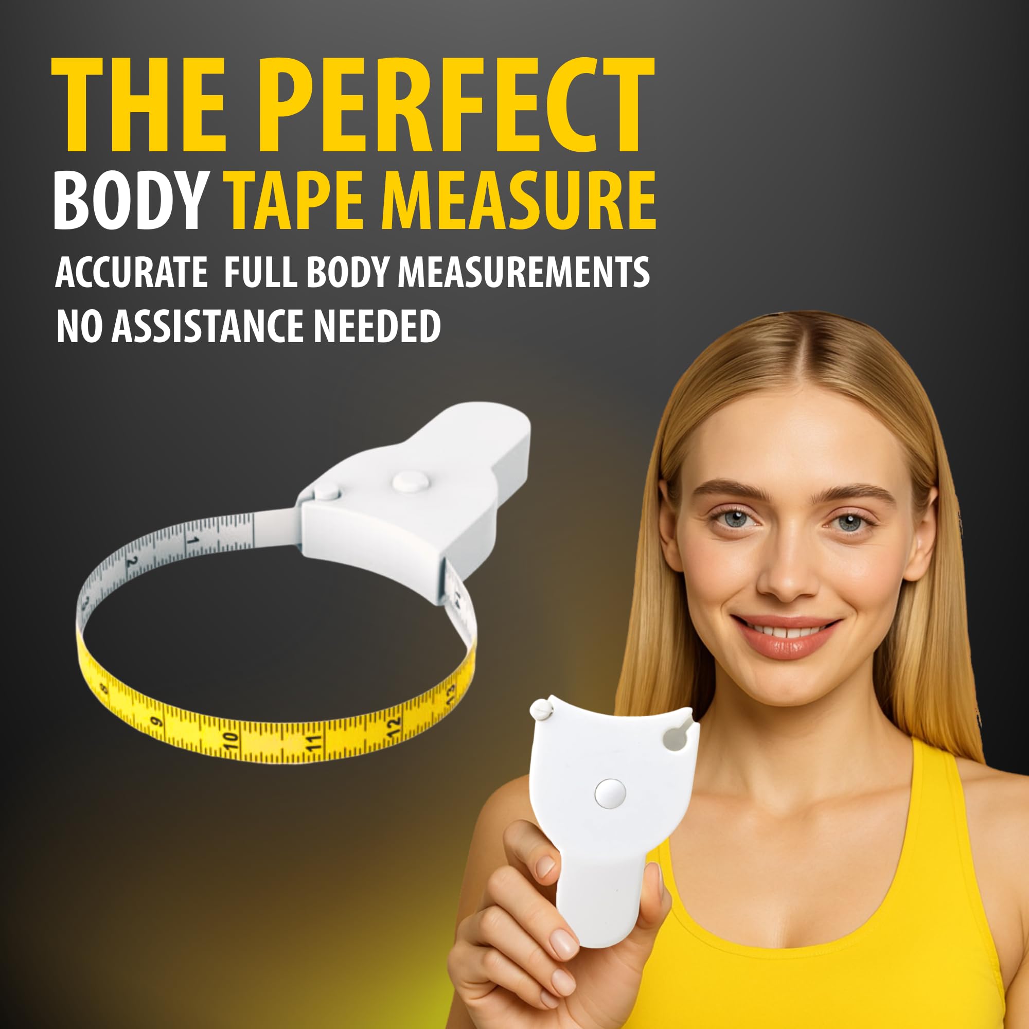 Retractable Body Tape Measure - Track Lymphedema, Ascites, and Treatment Changes (White)