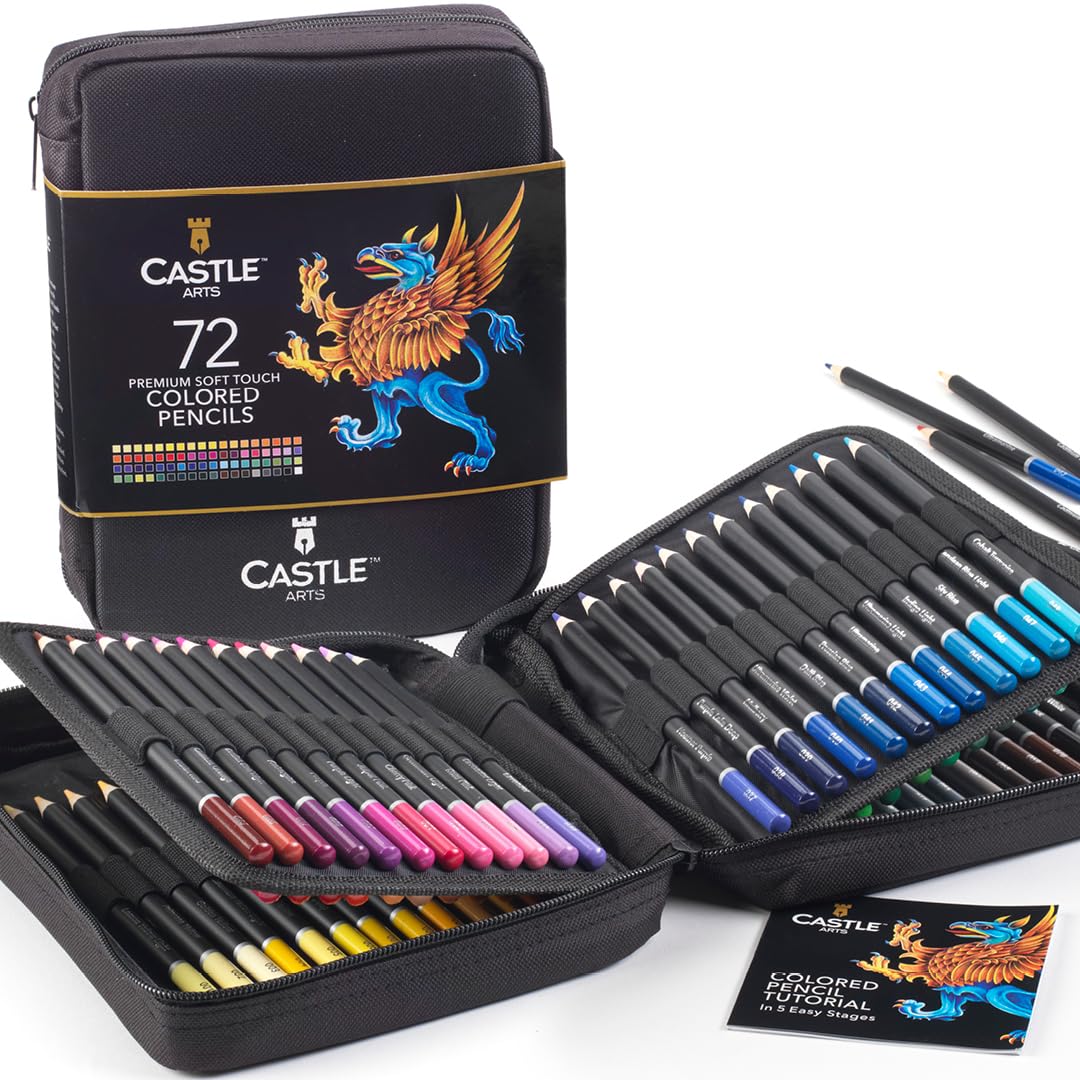 72-Color Premium Colored Pencil Set - Vibrant smooth quality pencils (Zip Case)