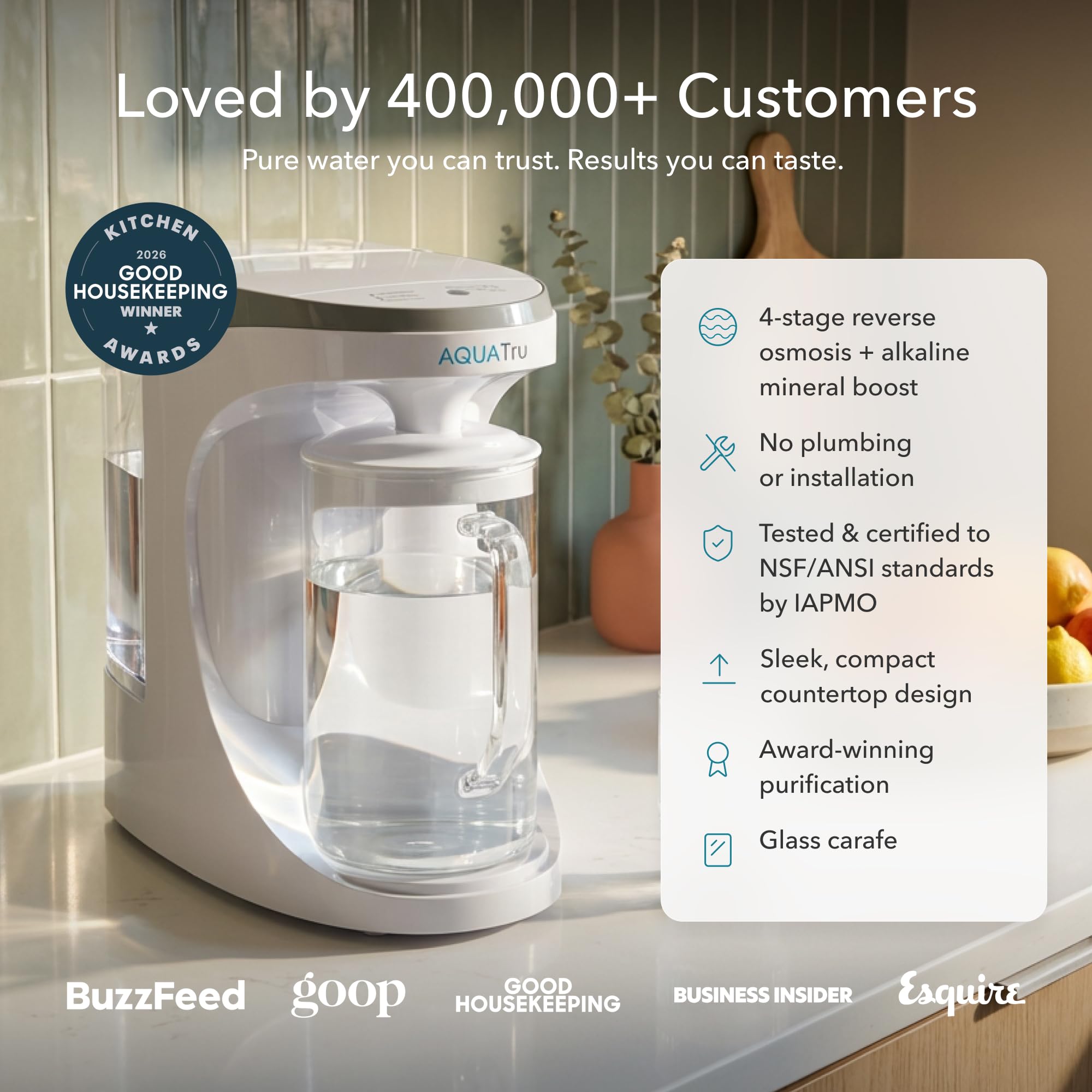 Reverse Osmosis Water Purifier | 4 Stage RO System | Removes 84 Contaminants Including PFOA & PFOS (PFAS), Lead and Microplastics | Adds Alkaline Minerals