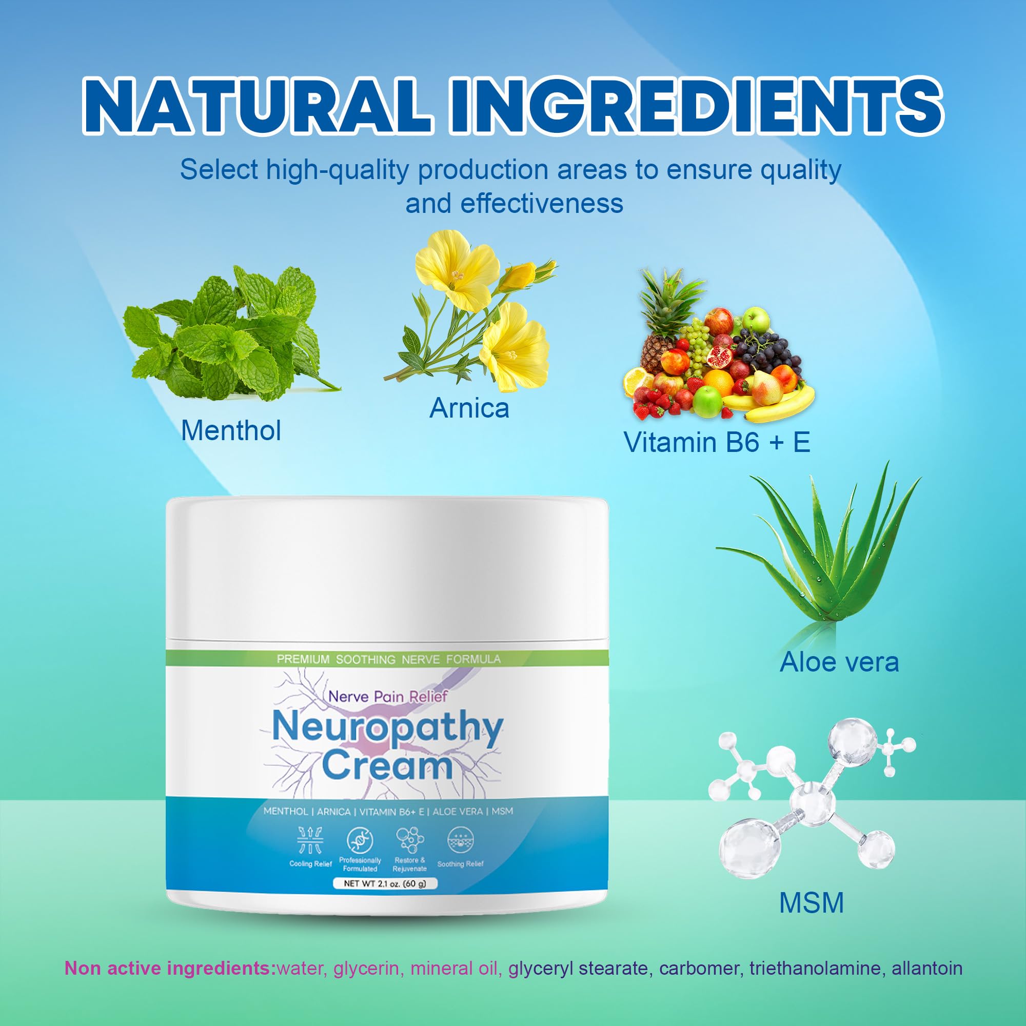 Maximum Strength Neuropathy Pain Relief Cream - Fast-Acting Comfort for Nerve Pain (Menthol Formula)