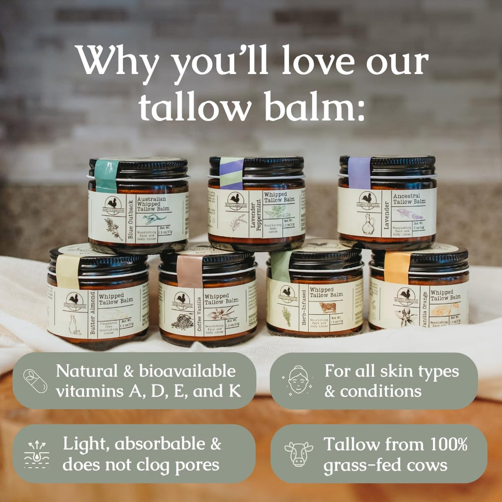Organic Whipped Tallow Balm - Deep Moisture for Treatment-Damaged Skin (Lavender, Handmade)