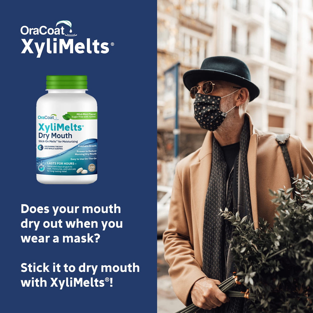 XyliMelts Dry Mouth Relief Discs - 8-Hour Moisture for Treatment Side Effects (Mild Mint, 100 Count)