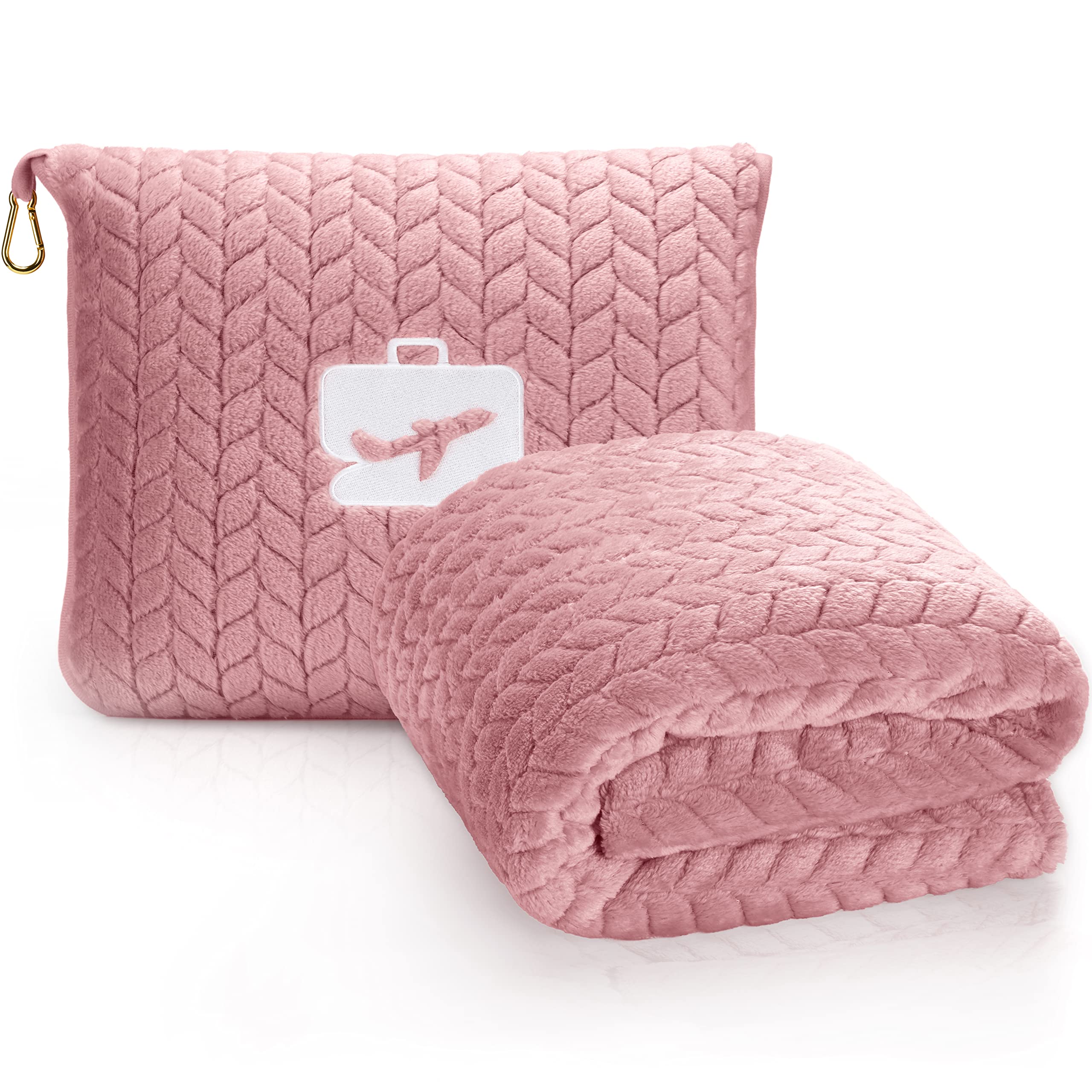 Travel Blanket and Pillow - Portable Comfort for Treatment Appointments - (Light Pink, 68"x42")