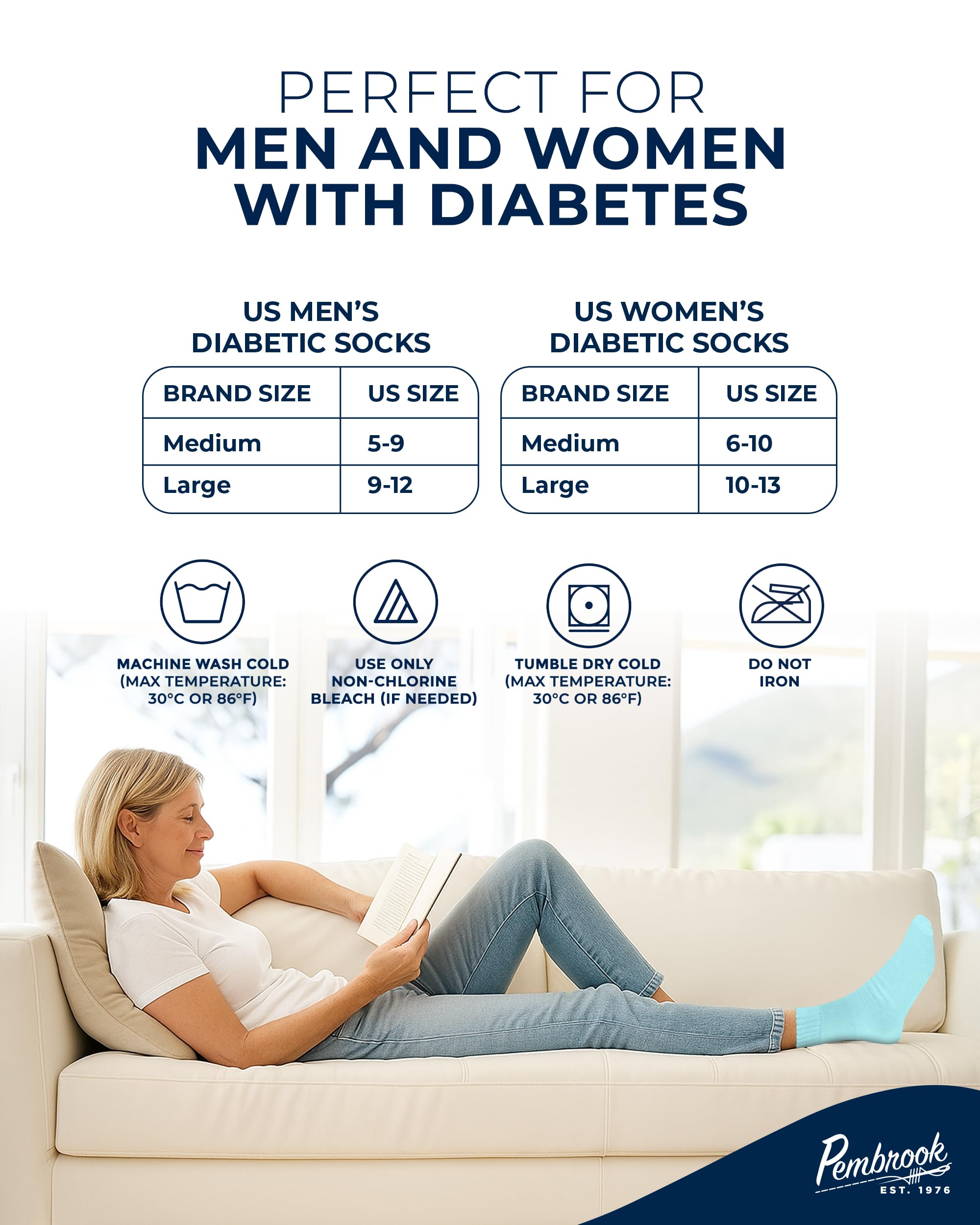 Bamboo Comfy Socks for Neuropathy - Non-Binding Comfort for Swollen Feet (6 Pairs, Pastel Colors)