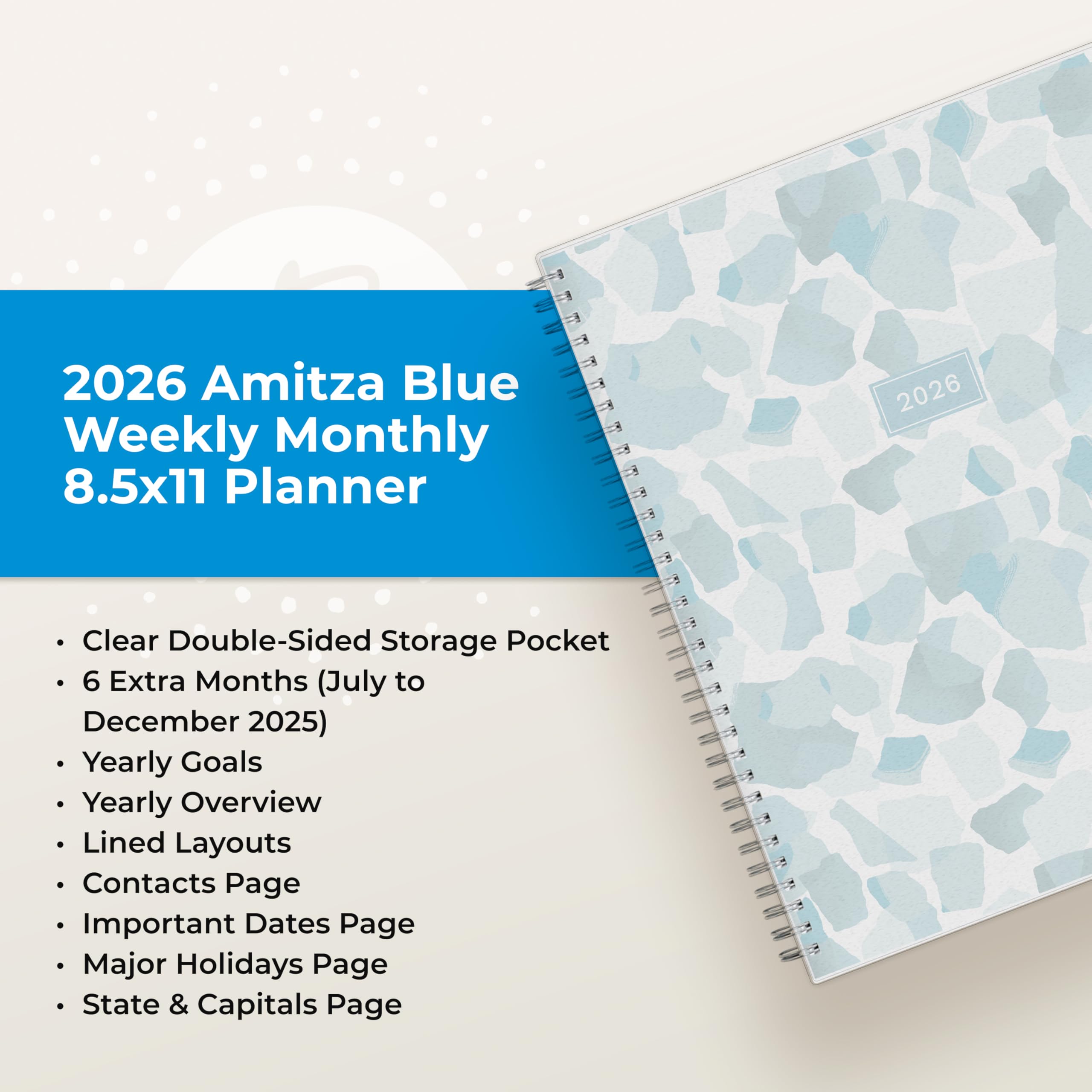 2026 Weekly & Monthly Planner - Command Center Organization (Teal, 8.5" x 11")