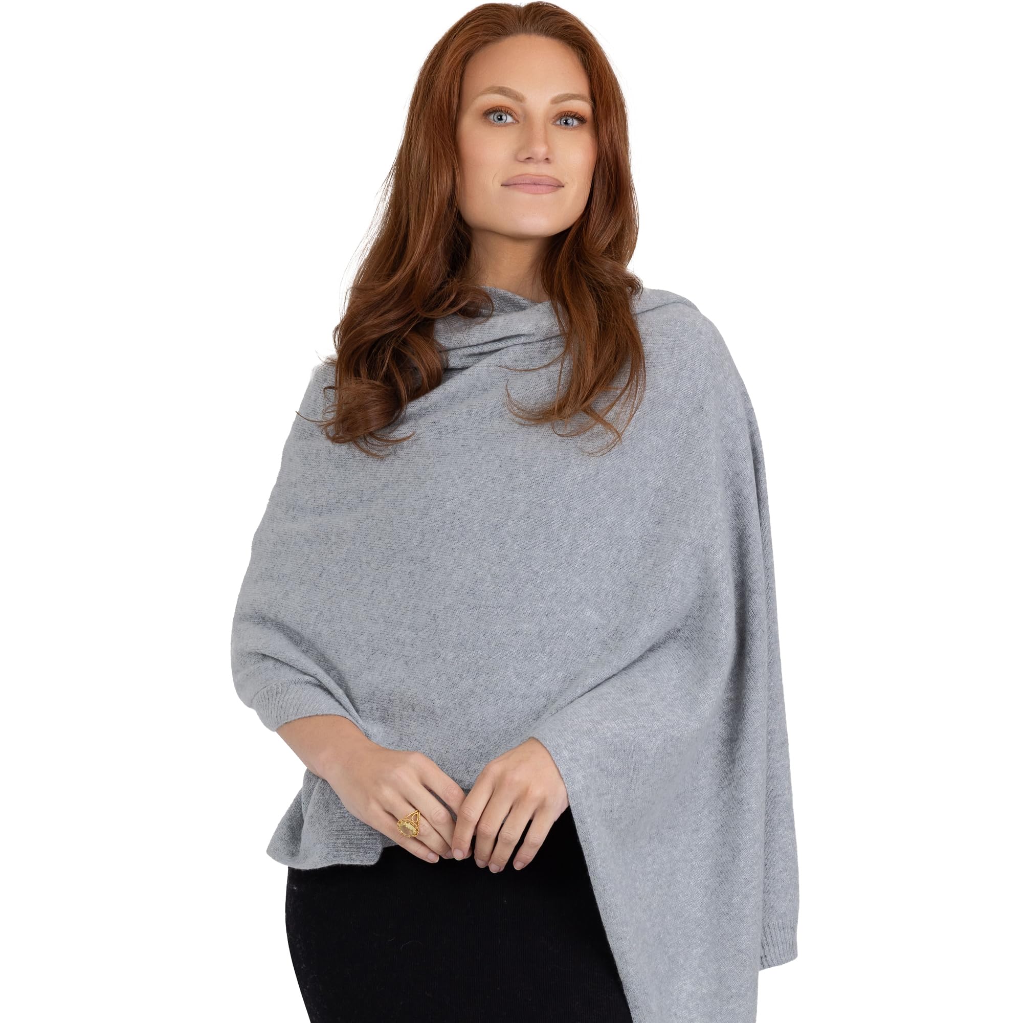 100% Cashmere Shawl - Luxurious Warmth and Comfort for Treatment Days (Grey, 70.9" x 23.6")