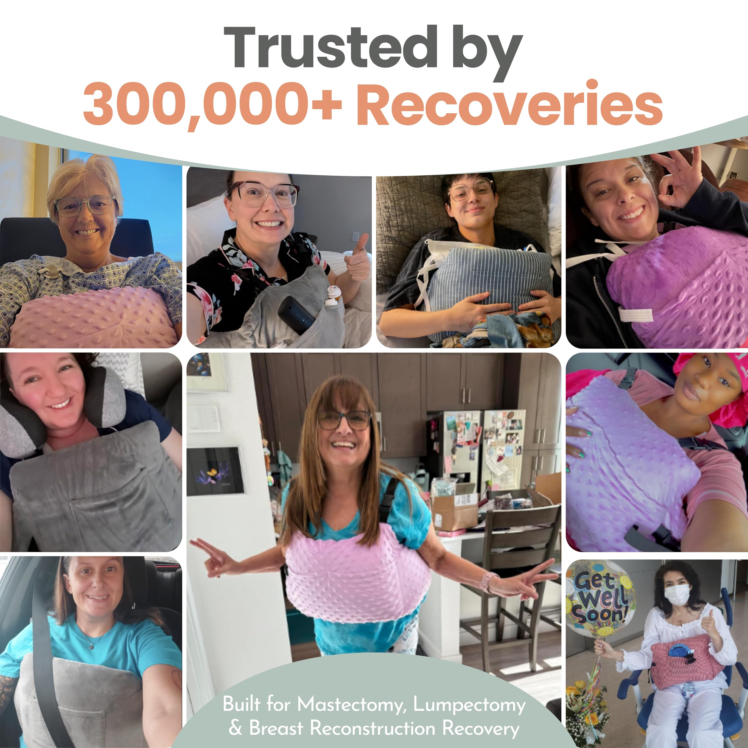 MOYOAMA Post Mastectomy Pillow Post Surgery - Wearable Chest Protection with Secure Straps, Easy-Clean Removable Cover, & Pockets - Breast Reduction/Augmentation & Double Mastectomy Recovery Supplies