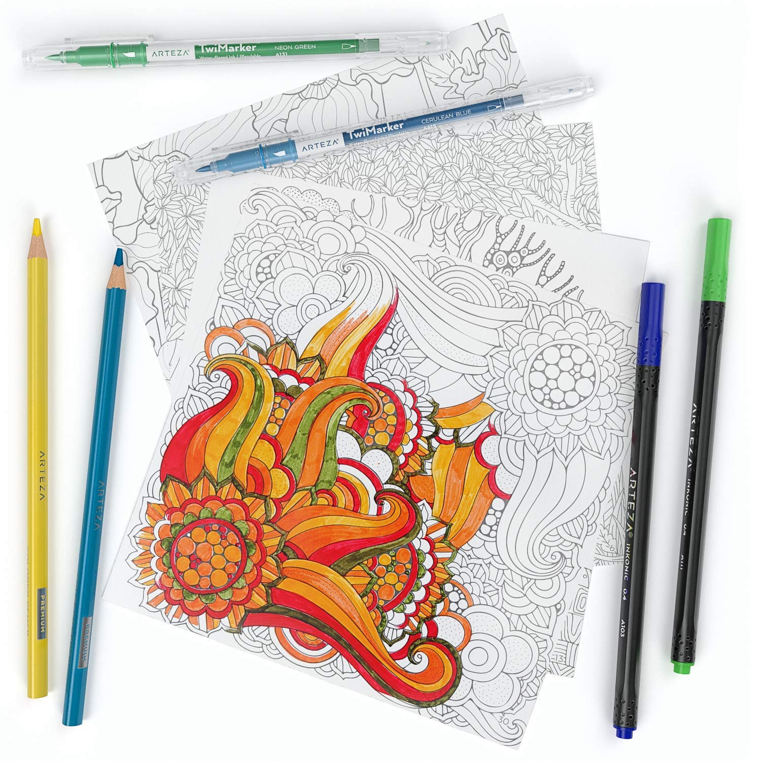 Floral Illustrations High Quality Adult Coloring Book - 72 Designs for Relaxation